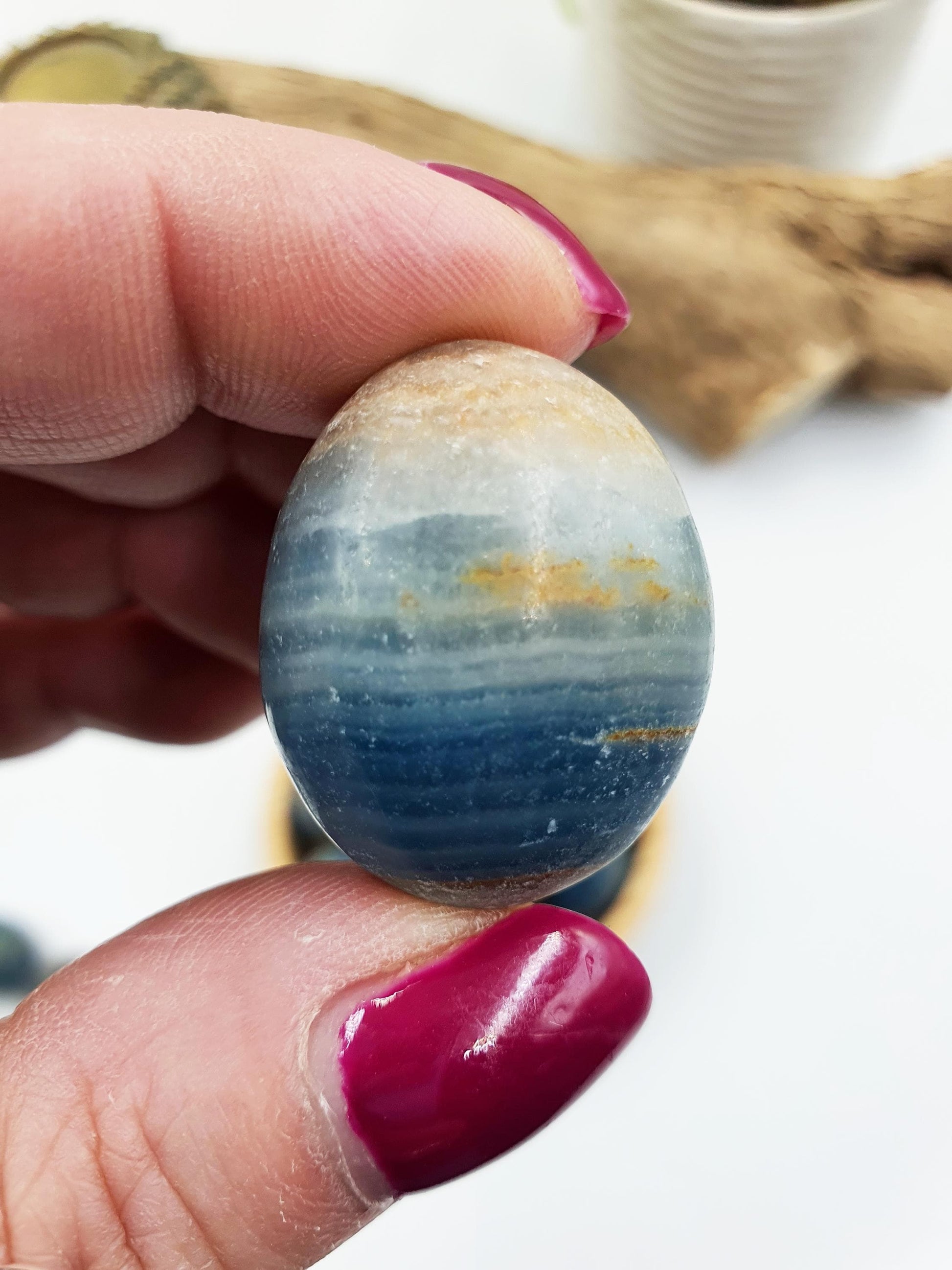 Blue Onyx Tumble Stone - Calming & Strength Healing Crystal