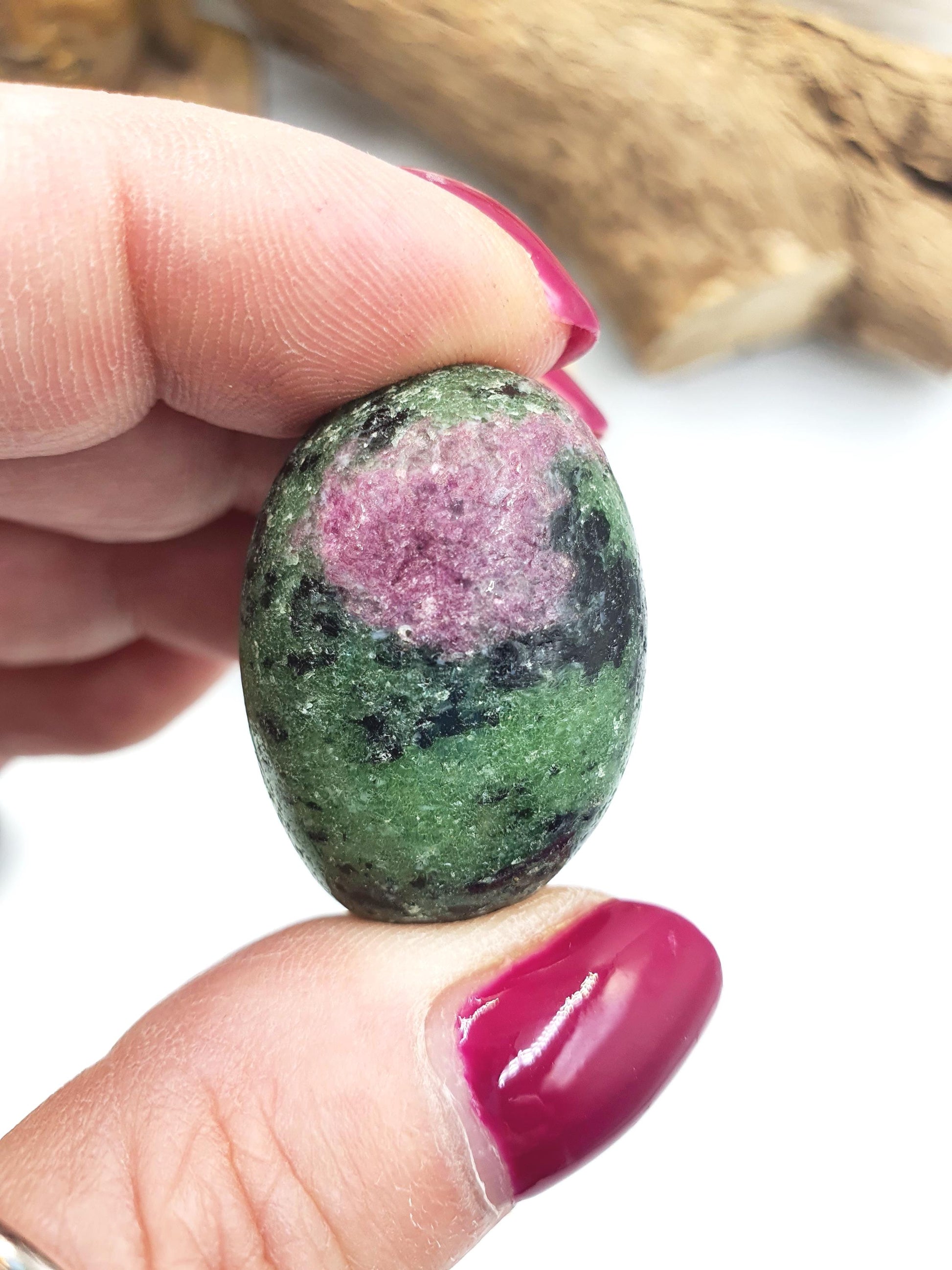 Ruby in Zoisite Tumble Stone - Heart Chakra & Vitality Healing Crystal, 2-3cm