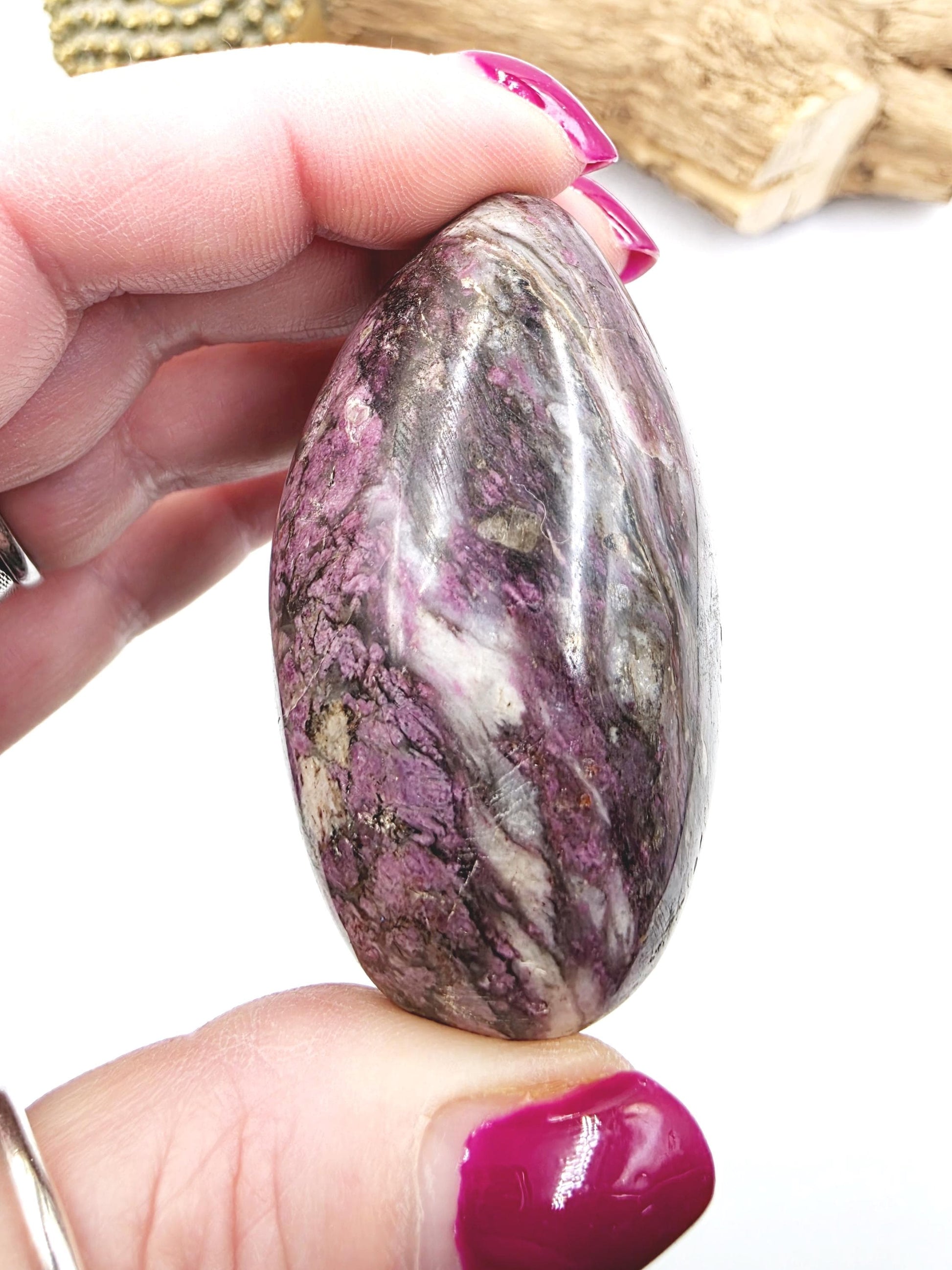 Plum Tourmaline Palm Stone – Love, Compassion & Emotional Healing Crystal, 135g