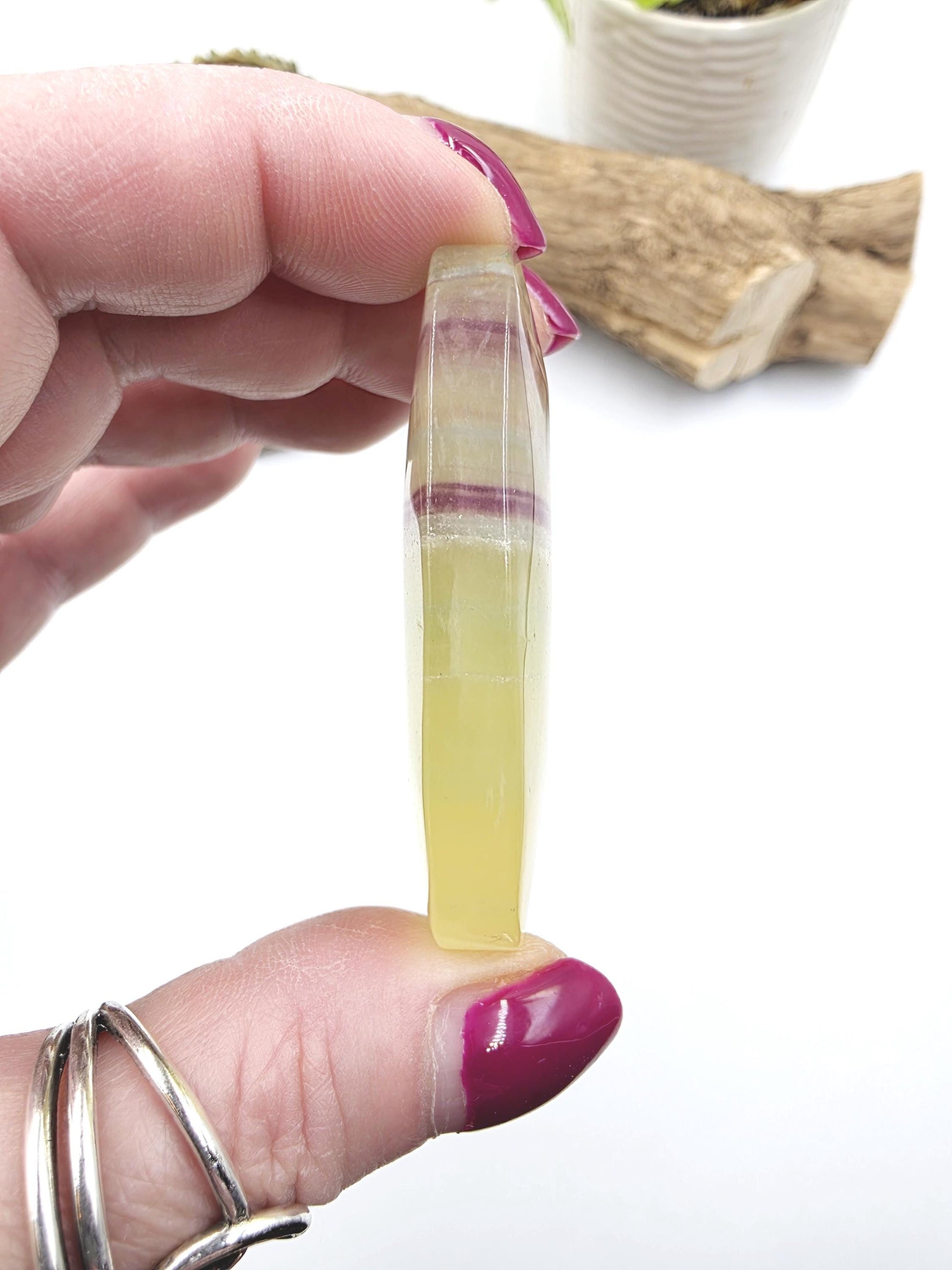 Yellow Fluorite Palm Stone - Focus and Clarity Healing Crystal - 60g