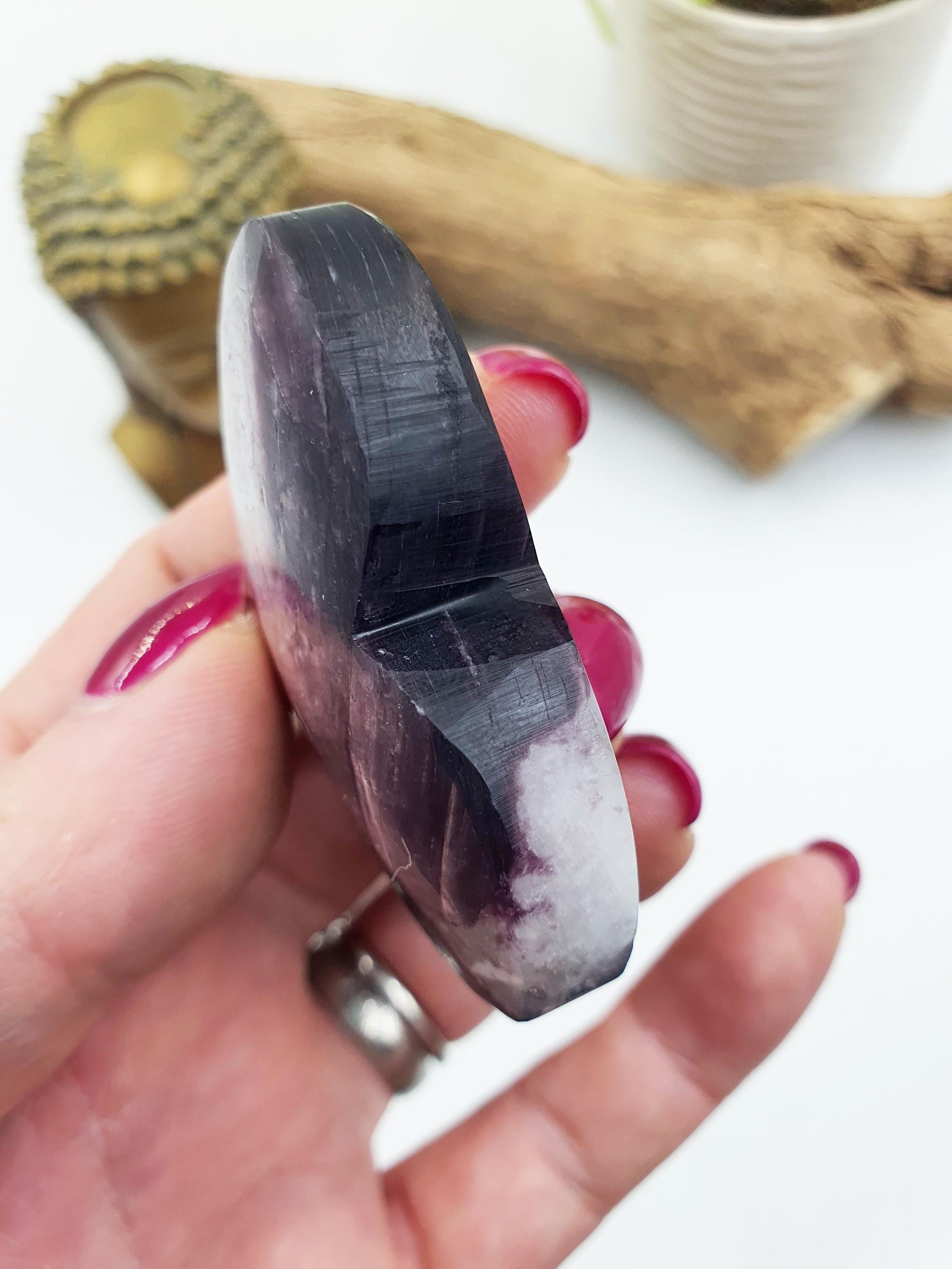 Flashy Purple Mica Crystal Heart - Intuition, Calm & Emotional Balance Crystal Carving - 60g