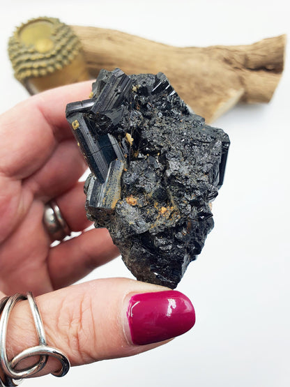 Flashy Raw Zambian Black Tourmaline Specimen - Natural Protection and Grounding Crystal - 165g