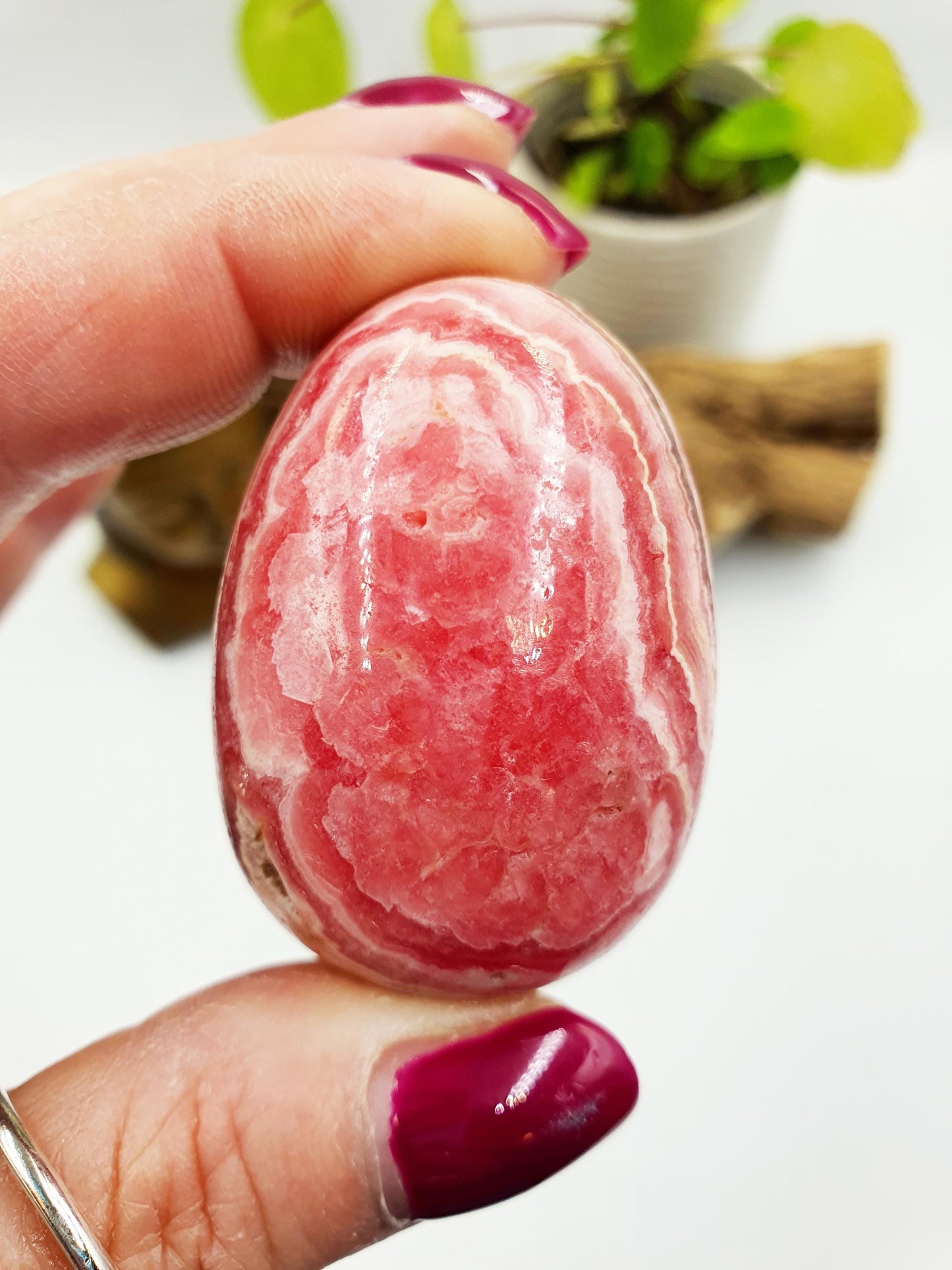 High Grade Rhodochrosite Crystal Egg - Love & Emotional Healing Heart Chakra Crystal Carving - 115g