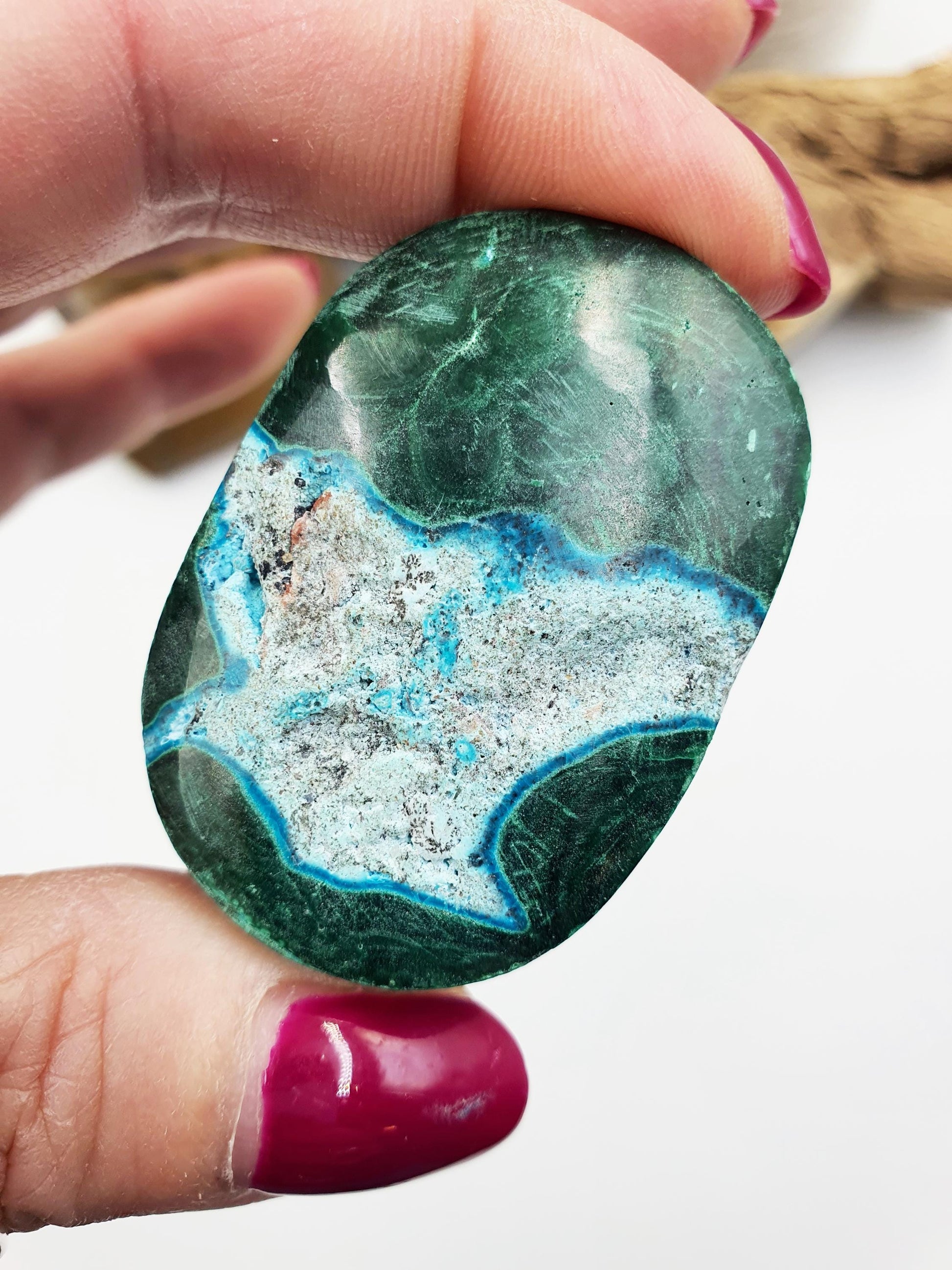 Chrysocolla & Malachite Palm Stone – Healing, Transformation and Emotional Balance Crystal, 55g