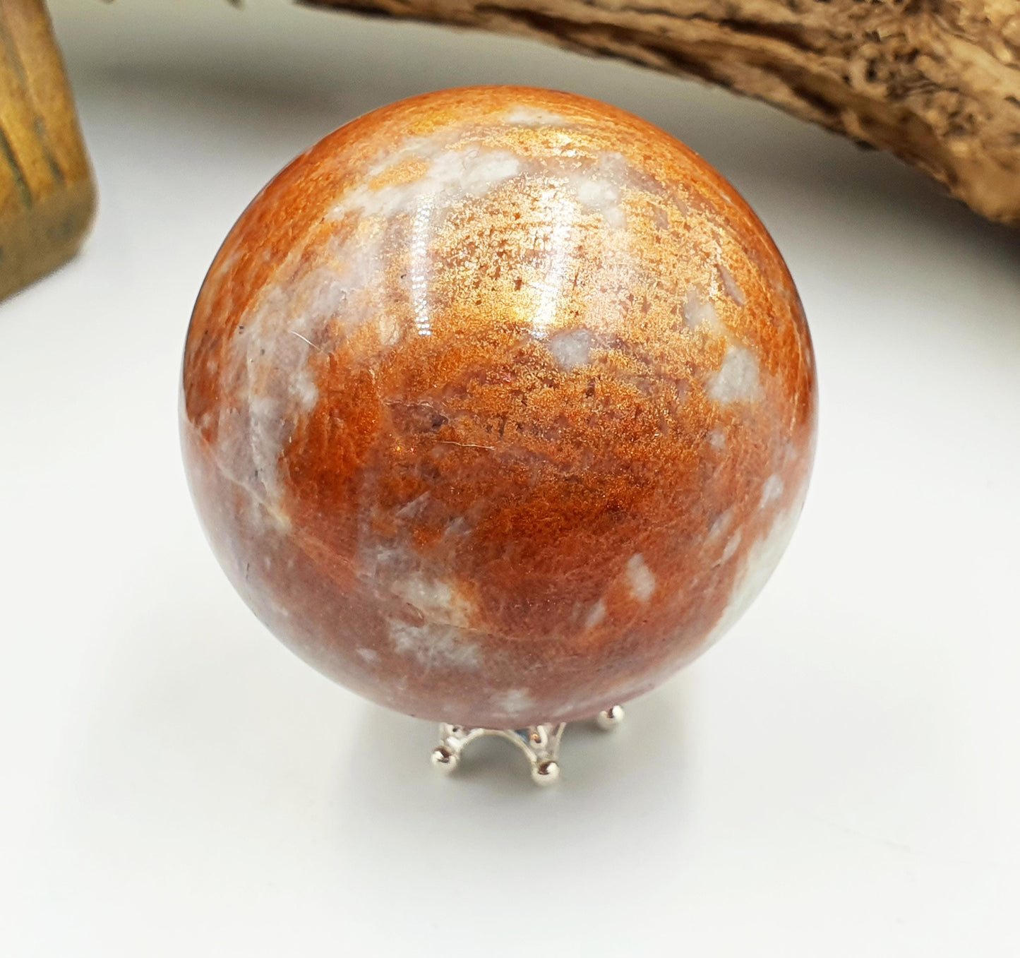 Rare Sunstone and Cordierite (Also known as Iolite) Sphere – Joy, Intuition & Inner Strength Healing Crystal Ball, 47mm