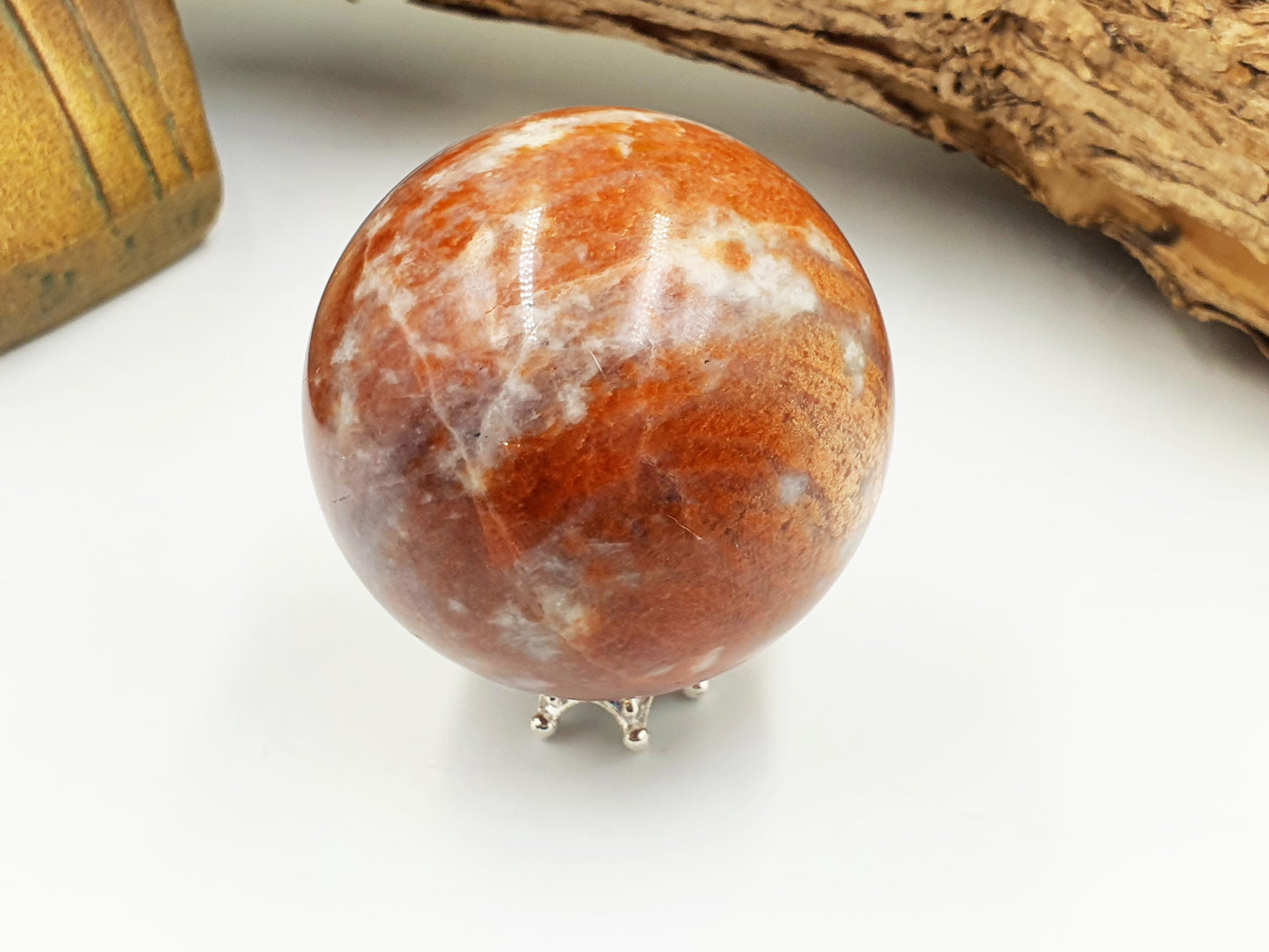 Rare Sunstone and Cordierite (Also known as Iolite) Sphere – Joy, Intuition & Inner Strength Healing Crystal Ball, 47mm