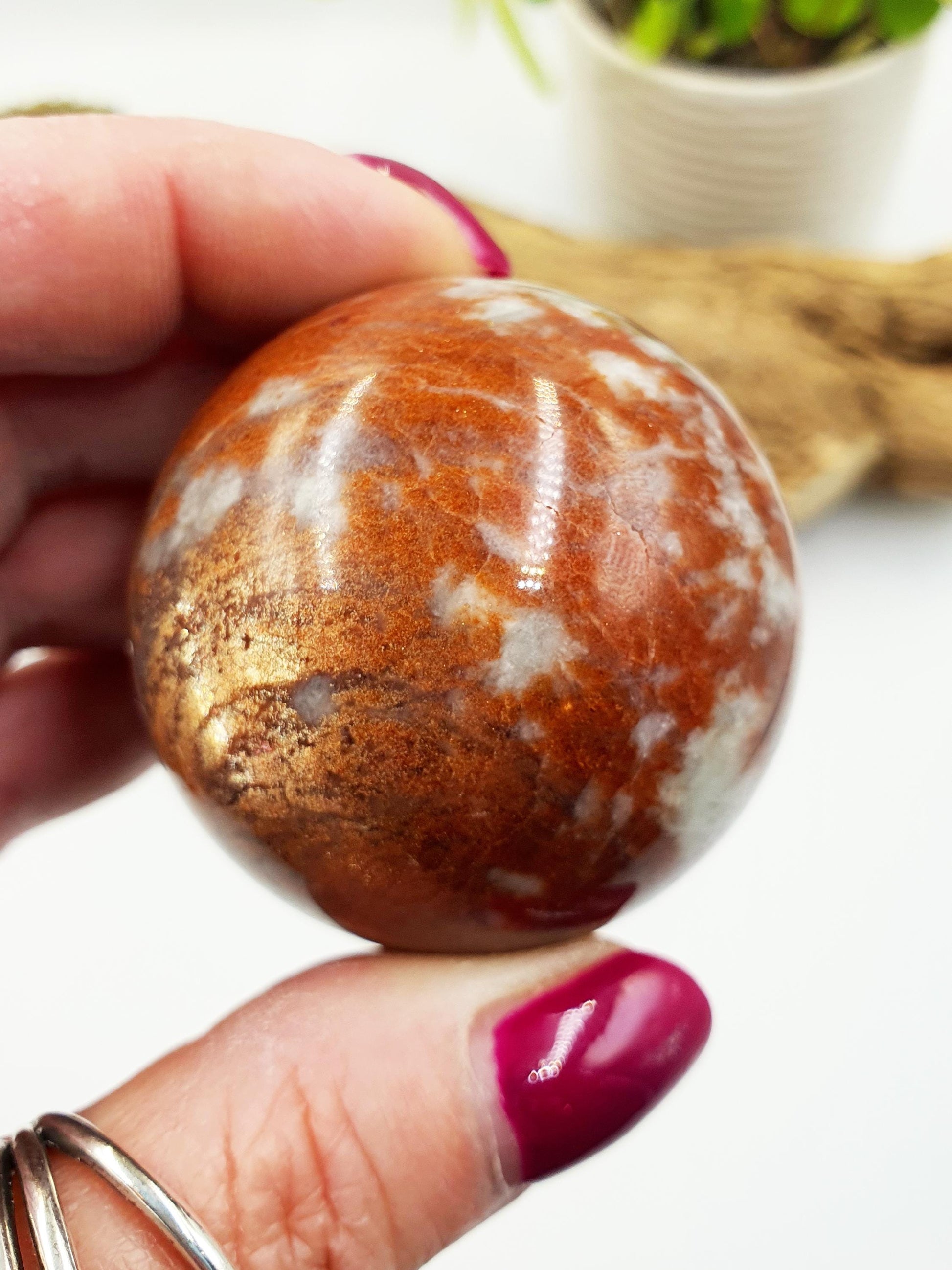 Rare Sunstone and Cordierite (Also known as Iolite) Sphere – Joy, Intuition & Inner Strength Healing Crystal Ball, 47mm