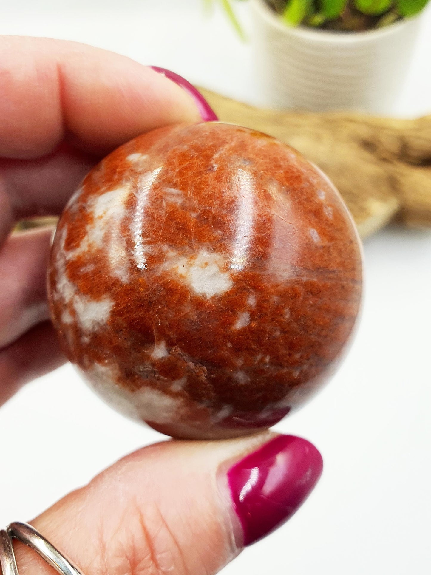 Rare Sunstone and Cordierite (Also known as Iolite) Sphere – Joy, Intuition & Inner Strength Healing Crystal Ball, 47mm