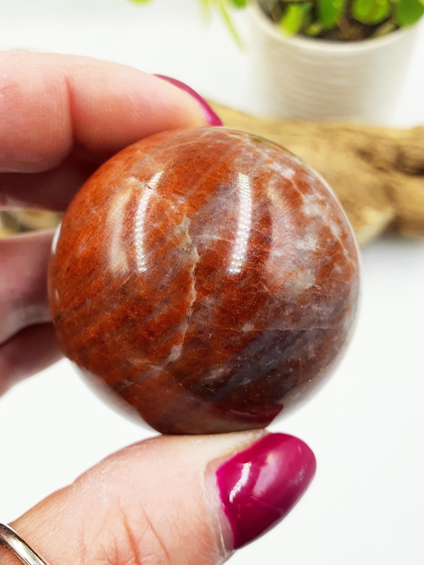 Rare Sunstone and Cordierite (Also known as Iolite) Sphere – Joy, Intuition & Inner Strength Healing Crystal Ball, 47mm