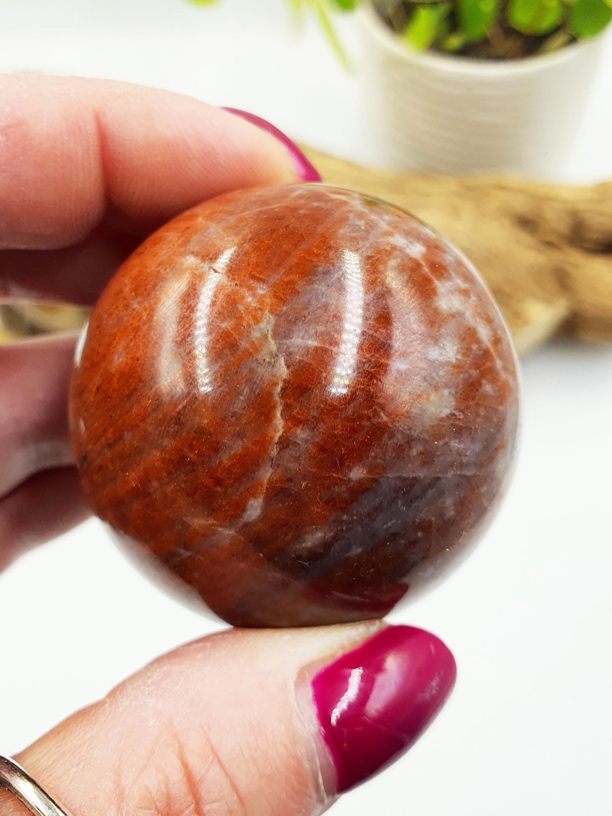 Rare Sunstone and Cordierite (Also known as Iolite) Sphere – Joy, Intuition & Inner Strength Healing Crystal Ball, 47mm