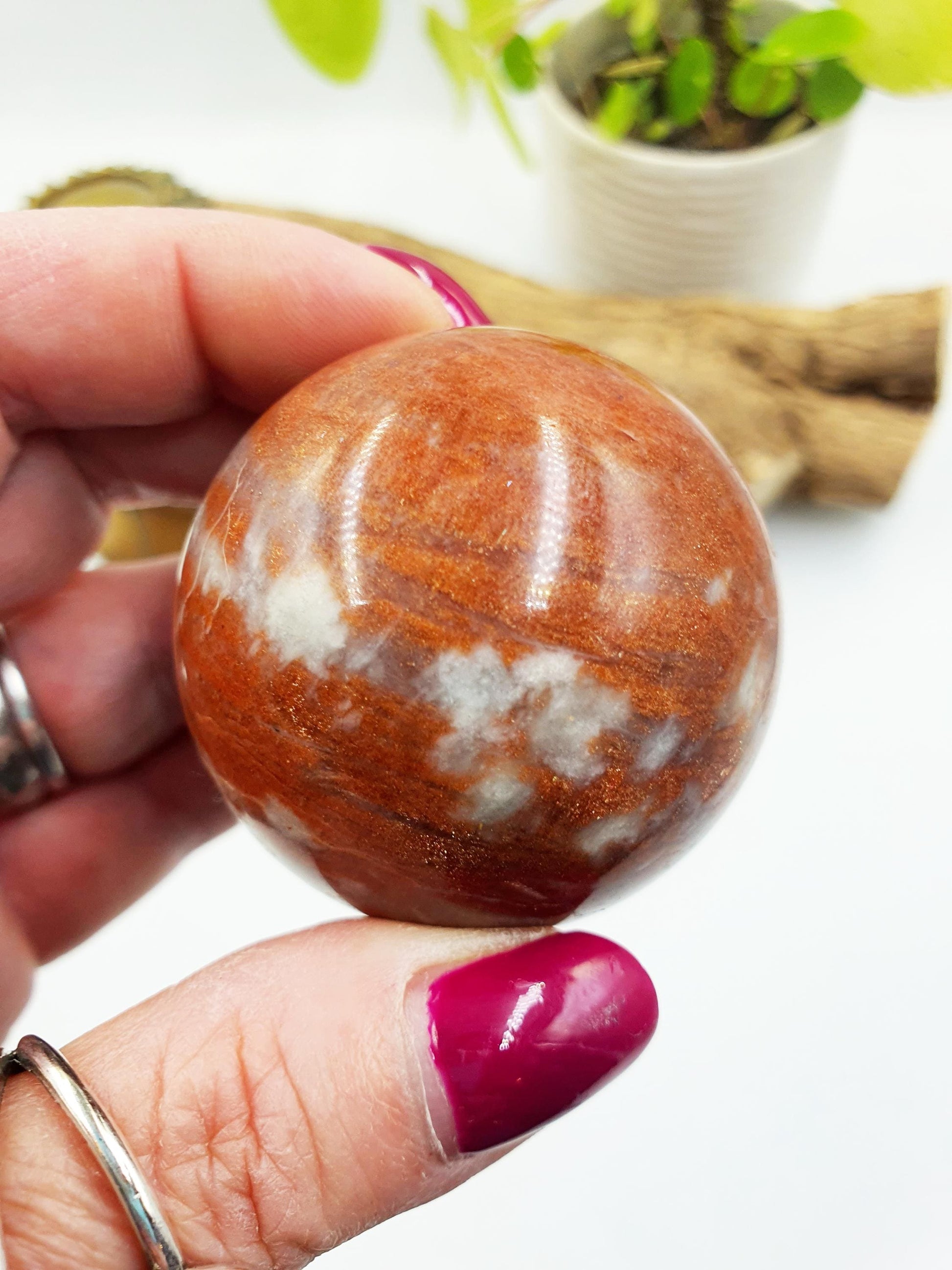Rare Sunstone and Cordierite (Also known as Iolite) Sphere – Joy, Intuition & Inner Strength Healing Crystal Ball, 47mm