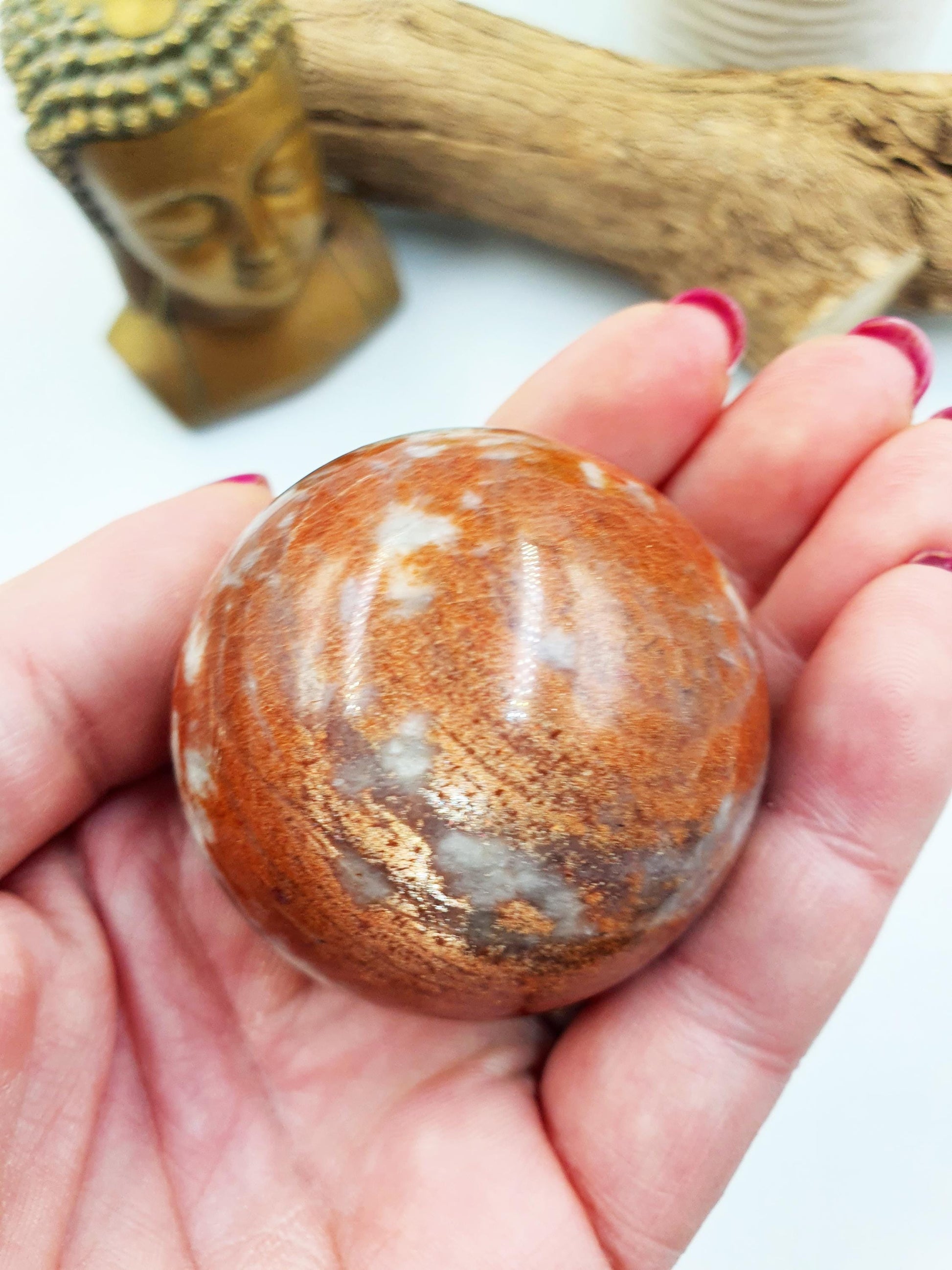 Rare Sunstone and Cordierite (Also known as Iolite) Sphere – Joy, Intuition & Inner Strength Healing Crystal Ball, 47mm