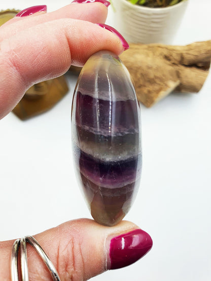 Large High Grade Rainbow Fluorite Palm Stone - Focus and Clarity Healing Crystal - 125g