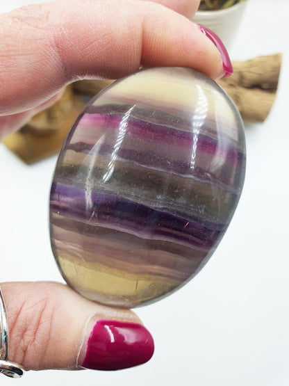 Large High Grade Rainbow Fluorite Palm Stone - Focus and Clarity Healing Crystal - 125g