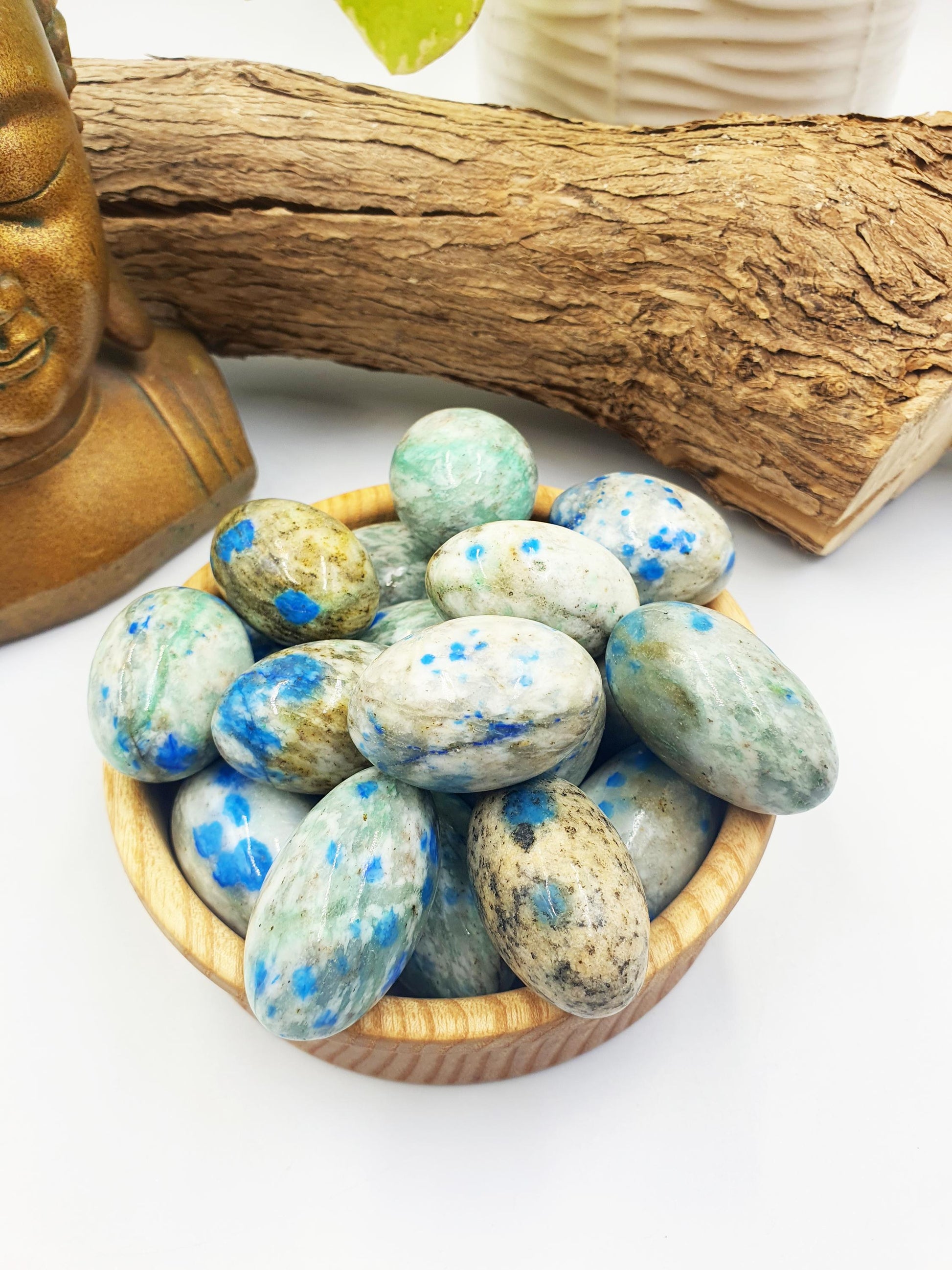 K2 Jasper Tumble Stones – Balance, Insight & Grounding Healing Crystals (Azurite in Granite), 3-4cm