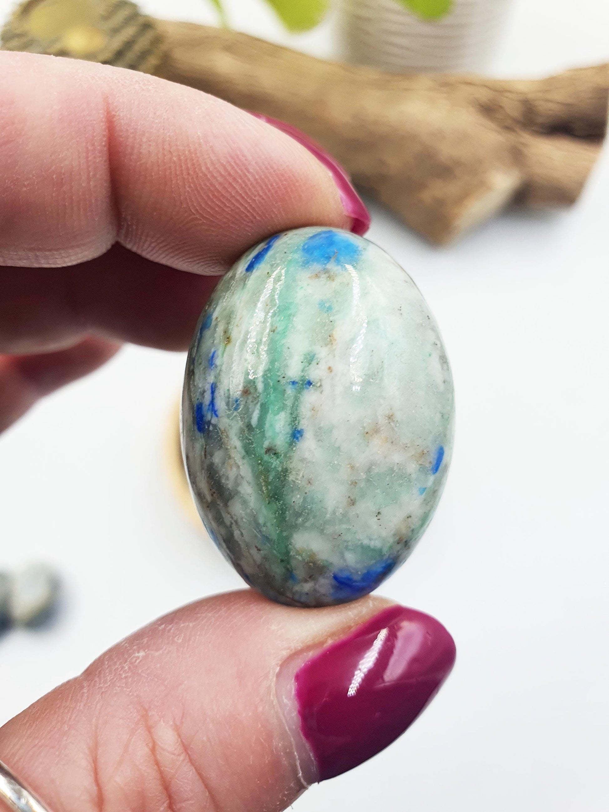 K2 Jasper Tumble Stones – Balance, Insight & Grounding Healing Crystals (Azurite in Granite), 3-4cm