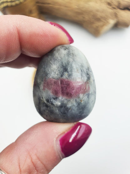 Unicorn Stone Tumble Stone (Pegmatite) – Calm, Comfort & Emotional Healing Crystal Mix (Lepidolite, Pink Tourmaline, Smoky Quartz), 3-4cm
