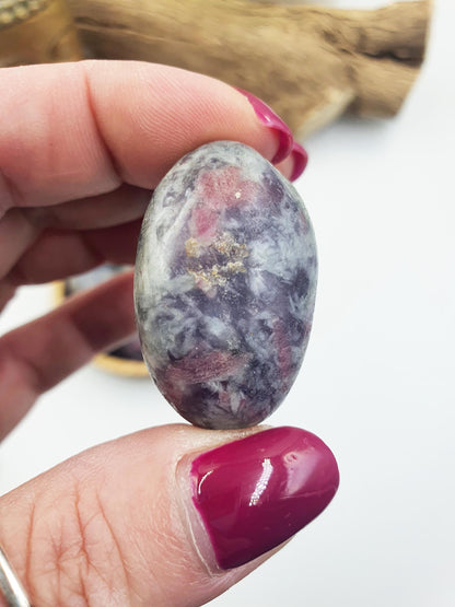 Unicorn Stone Tumble Stone (Pegmatite) – Calm, Comfort & Emotional Healing Crystal Mix (Lepidolite, Pink Tourmaline, Smoky Quartz), 3-4cm