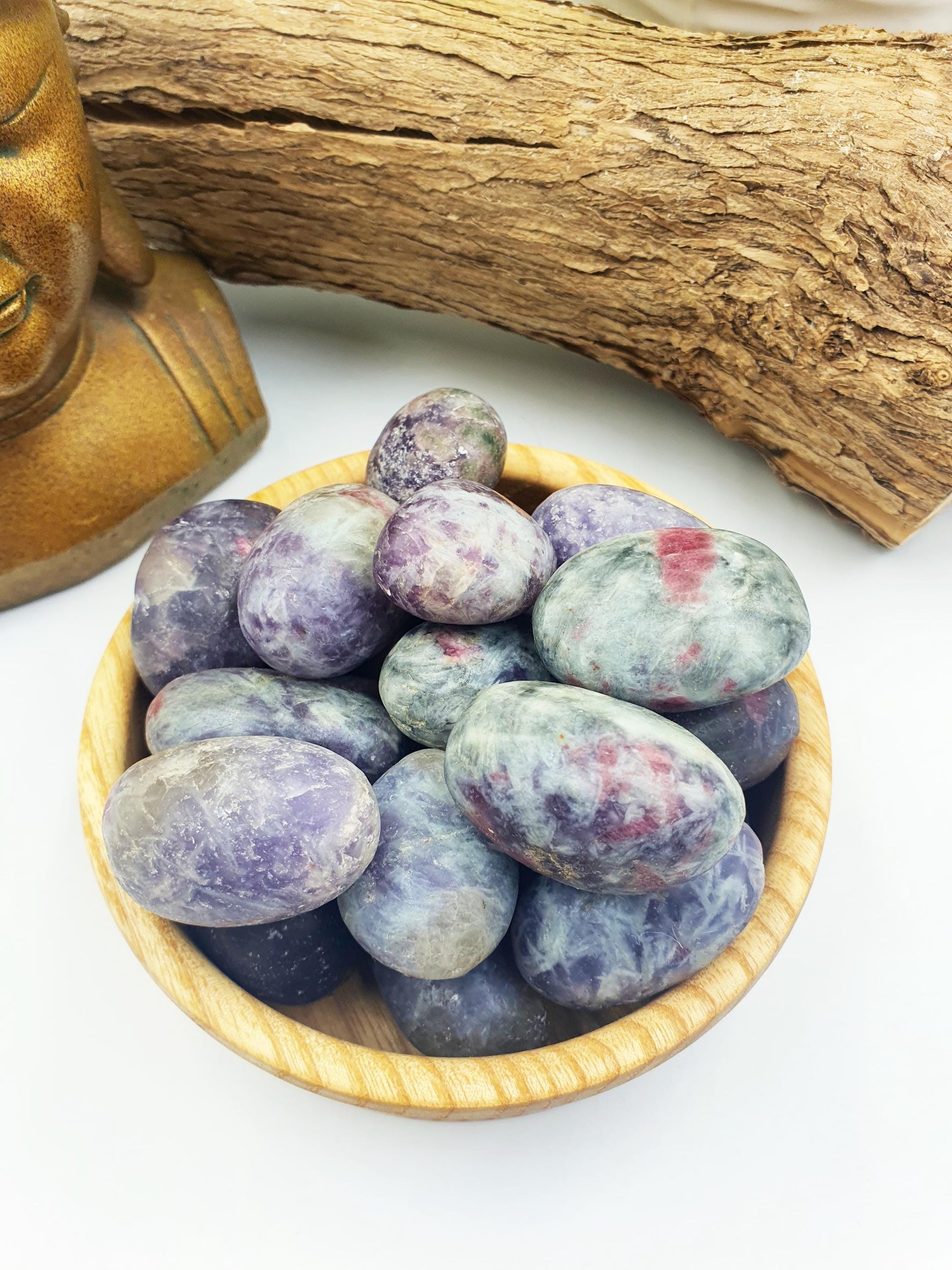 Unicorn Stone Tumble Stone (Pegmatite) – Calm, Comfort & Emotional Healing Crystal Mix (Lepidolite, Pink Tourmaline, Smoky Quartz), 3-4cm