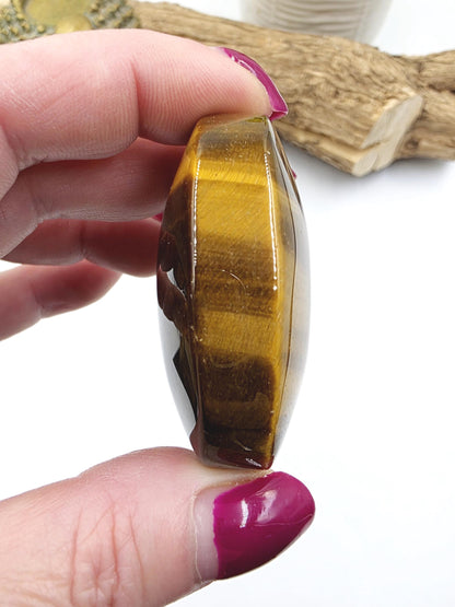High Grade Yellow Tigers Eye Palm Stone - Protection & Courage Crystal - 75g