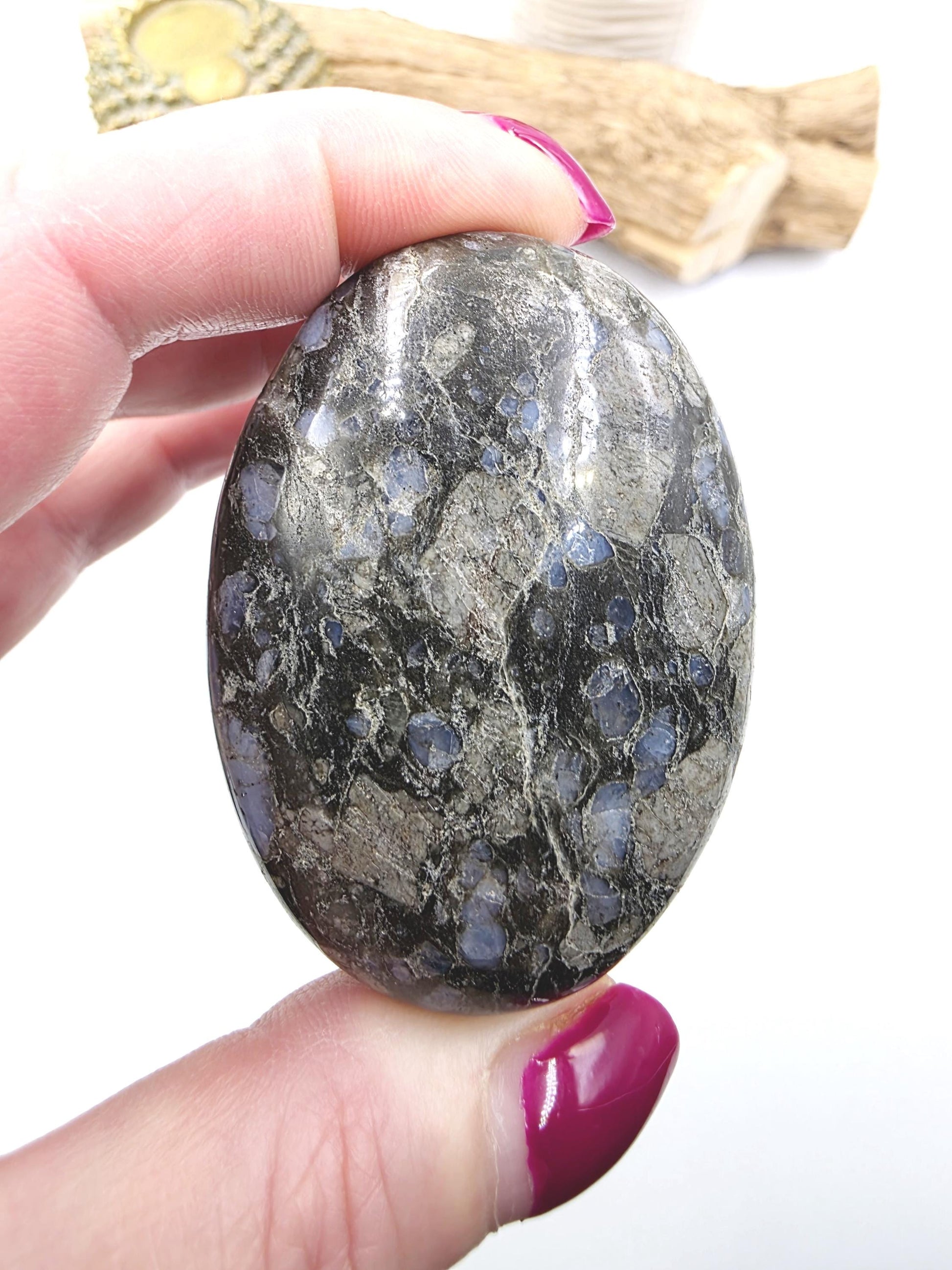 Que Sera (Llanite) Palm Stone - Uplifting & High Vibration Healing Crystal, 100g