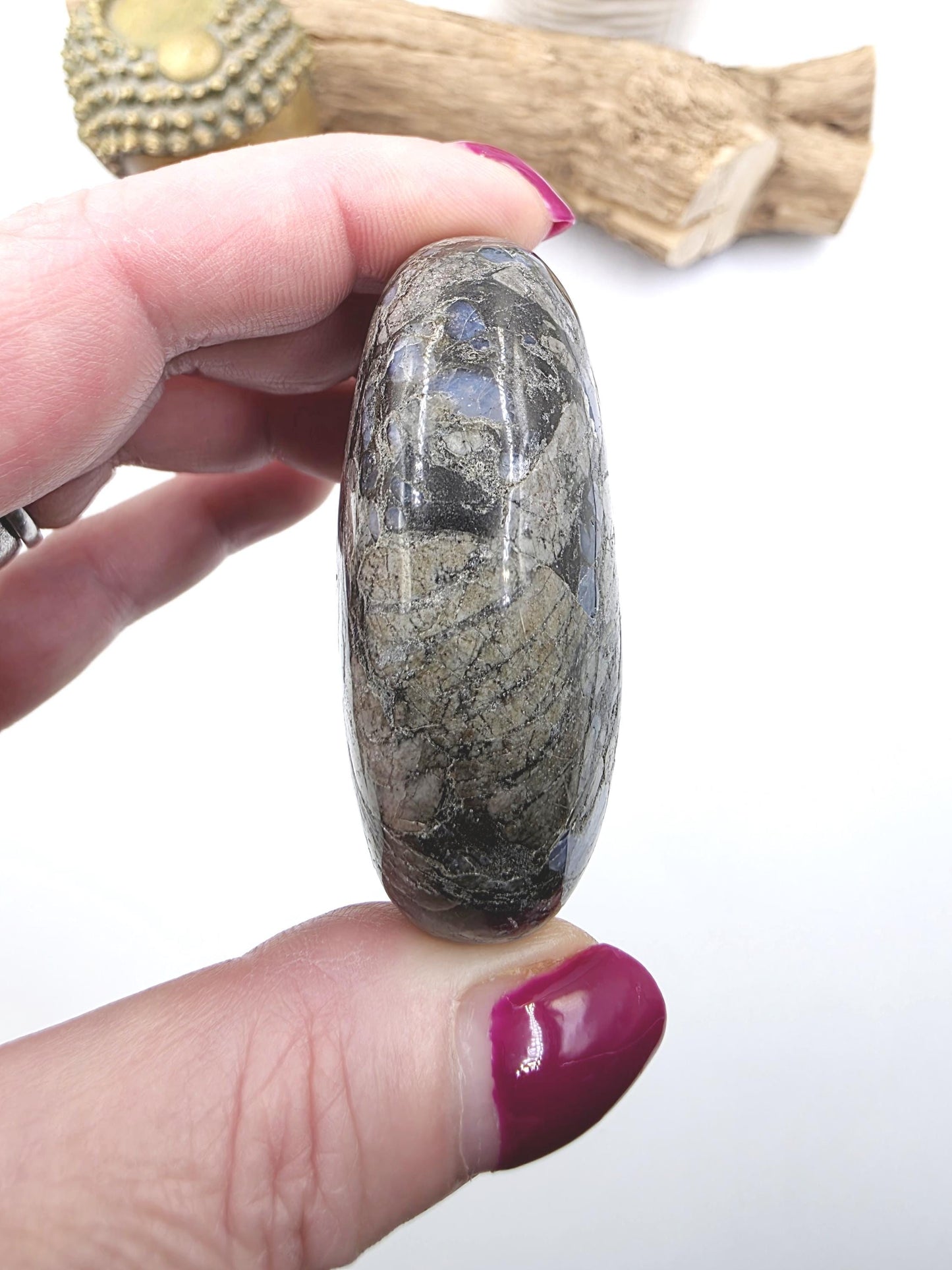 Que Sera (Llanite) Palm Stone - Uplifting & High Vibration Healing Crystal, 100g