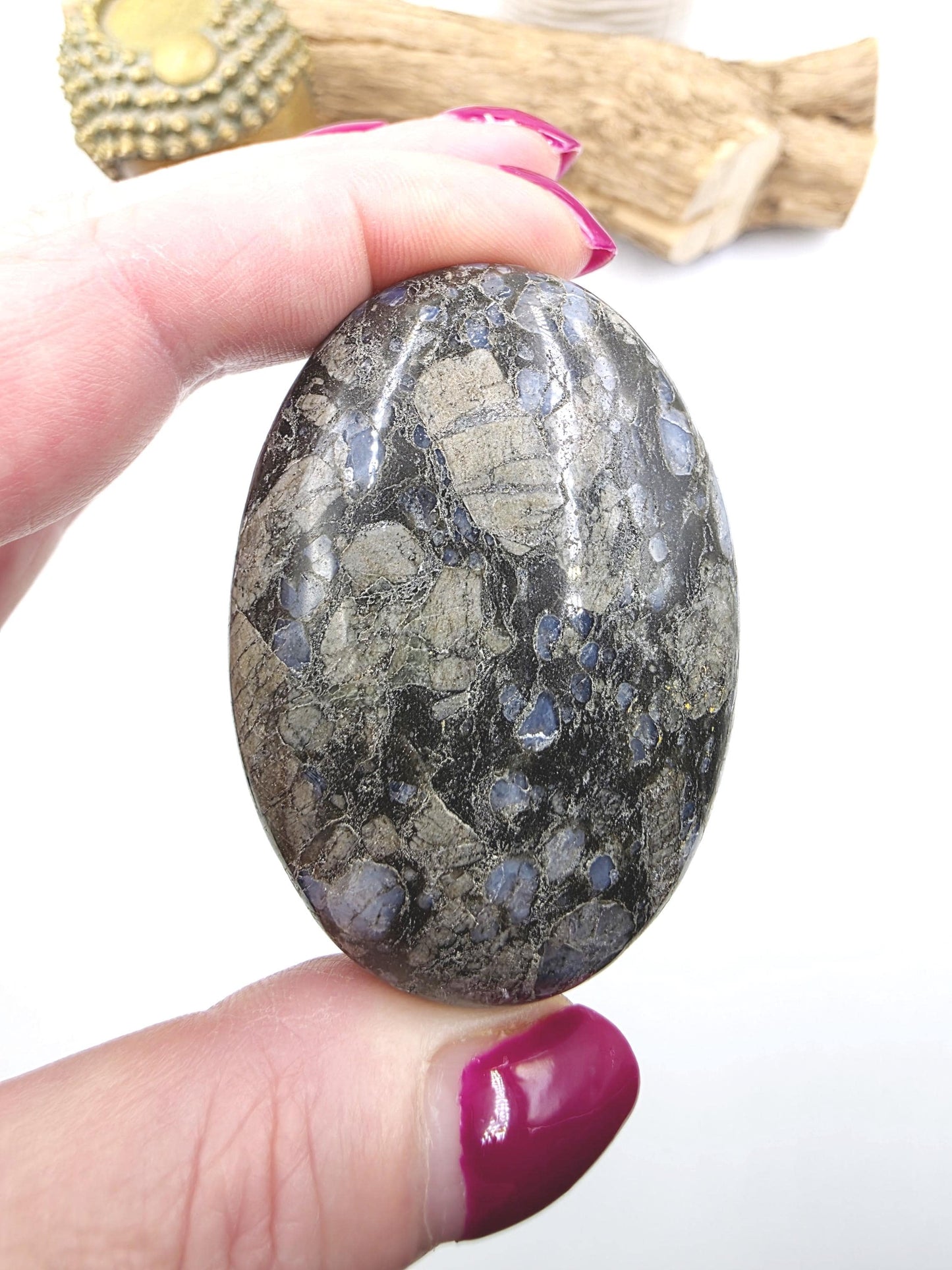 Que Sera (Llanite) Palm Stone - Uplifting & High Vibration Healing Crystal, 100g