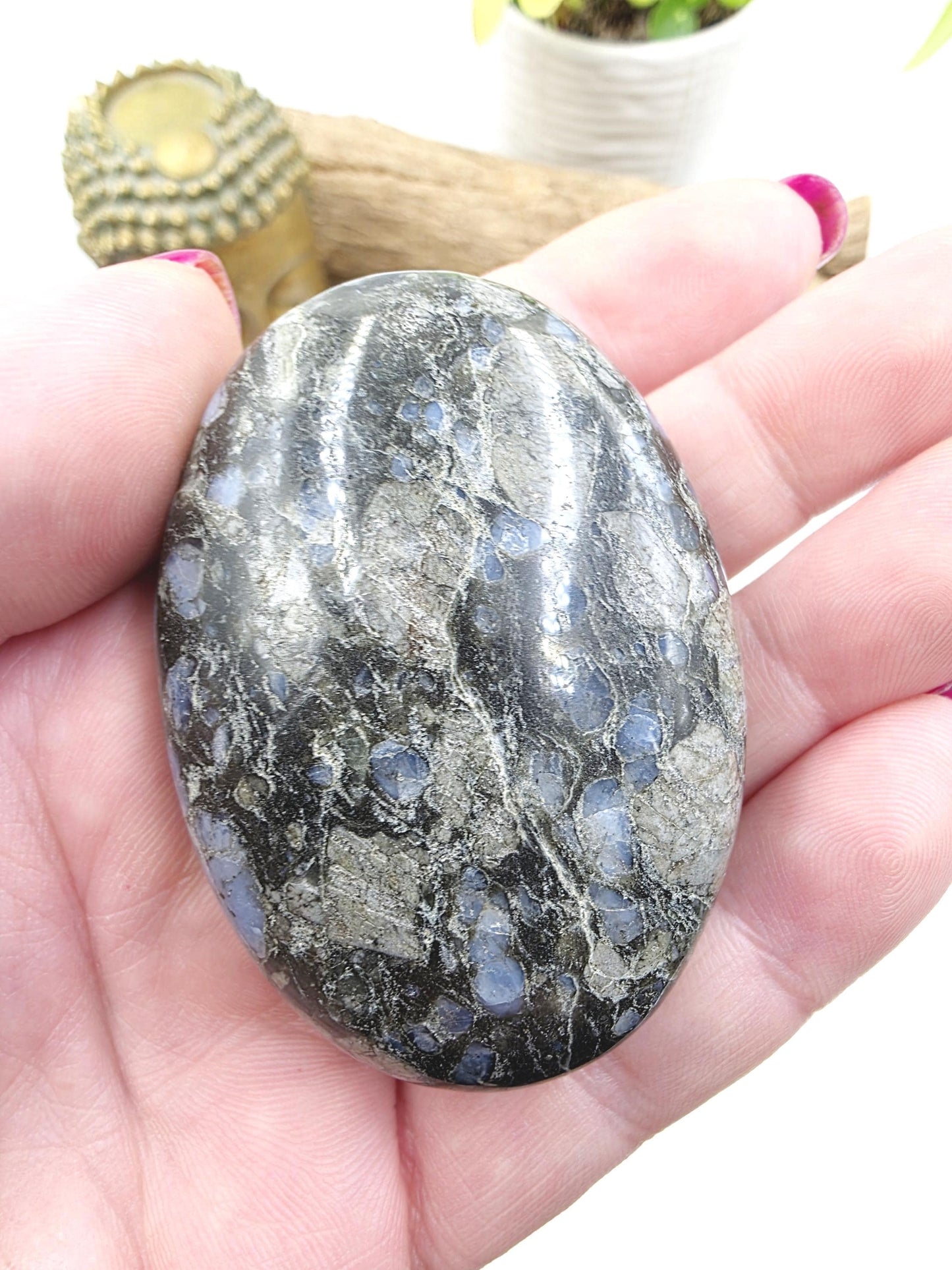 Que Sera (Llanite) Palm Stone - Uplifting & High Vibration Healing Crystal, 100g
