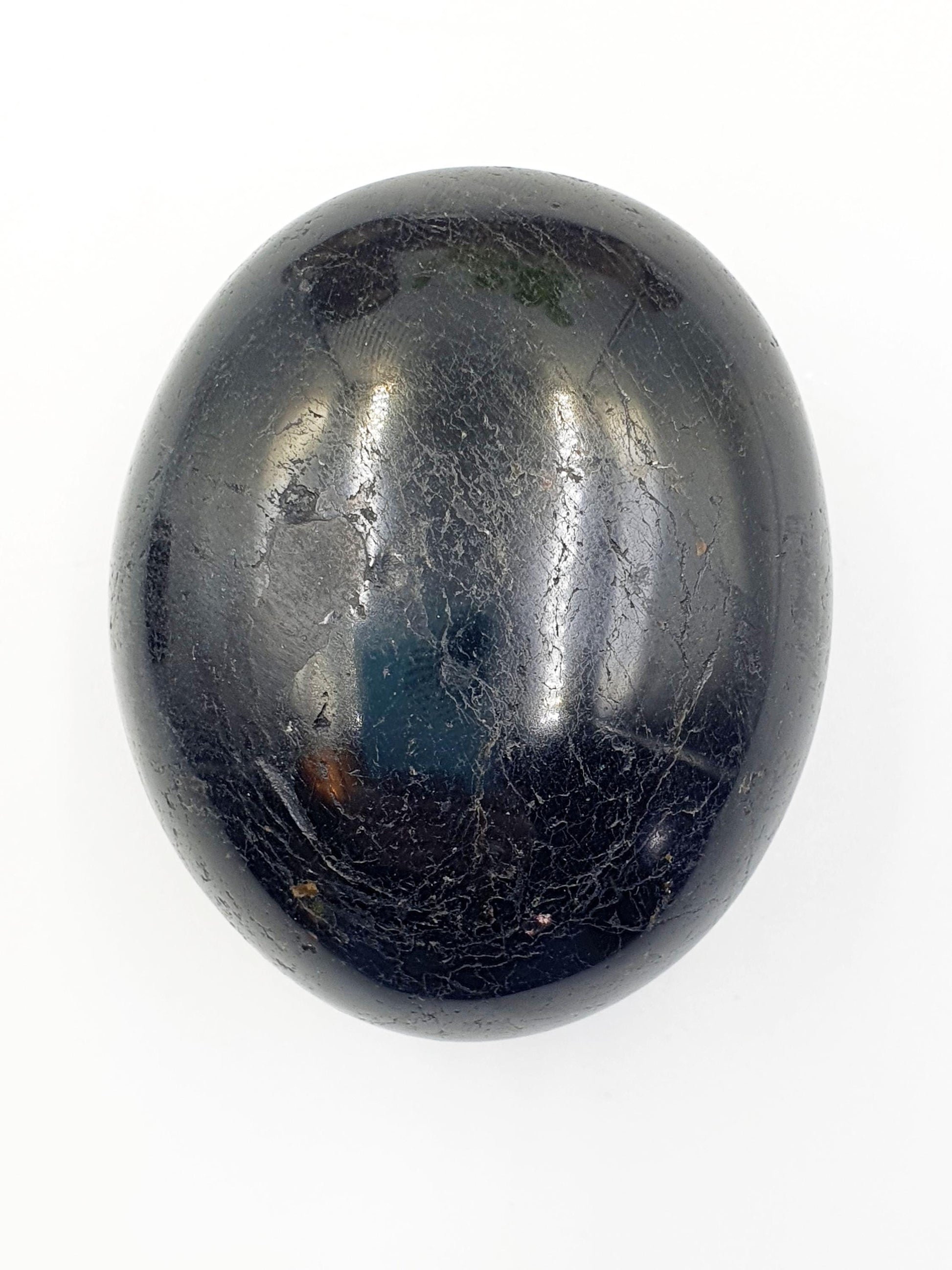 Large Black Tourmaline Palm Stone - Protection & Grounding Healing Crystal, 185g