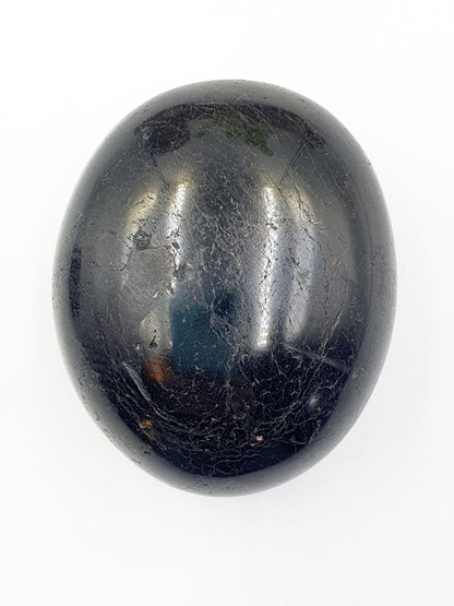 Large Black Tourmaline Palm Stone - Protection & Grounding Healing Crystal, 185g