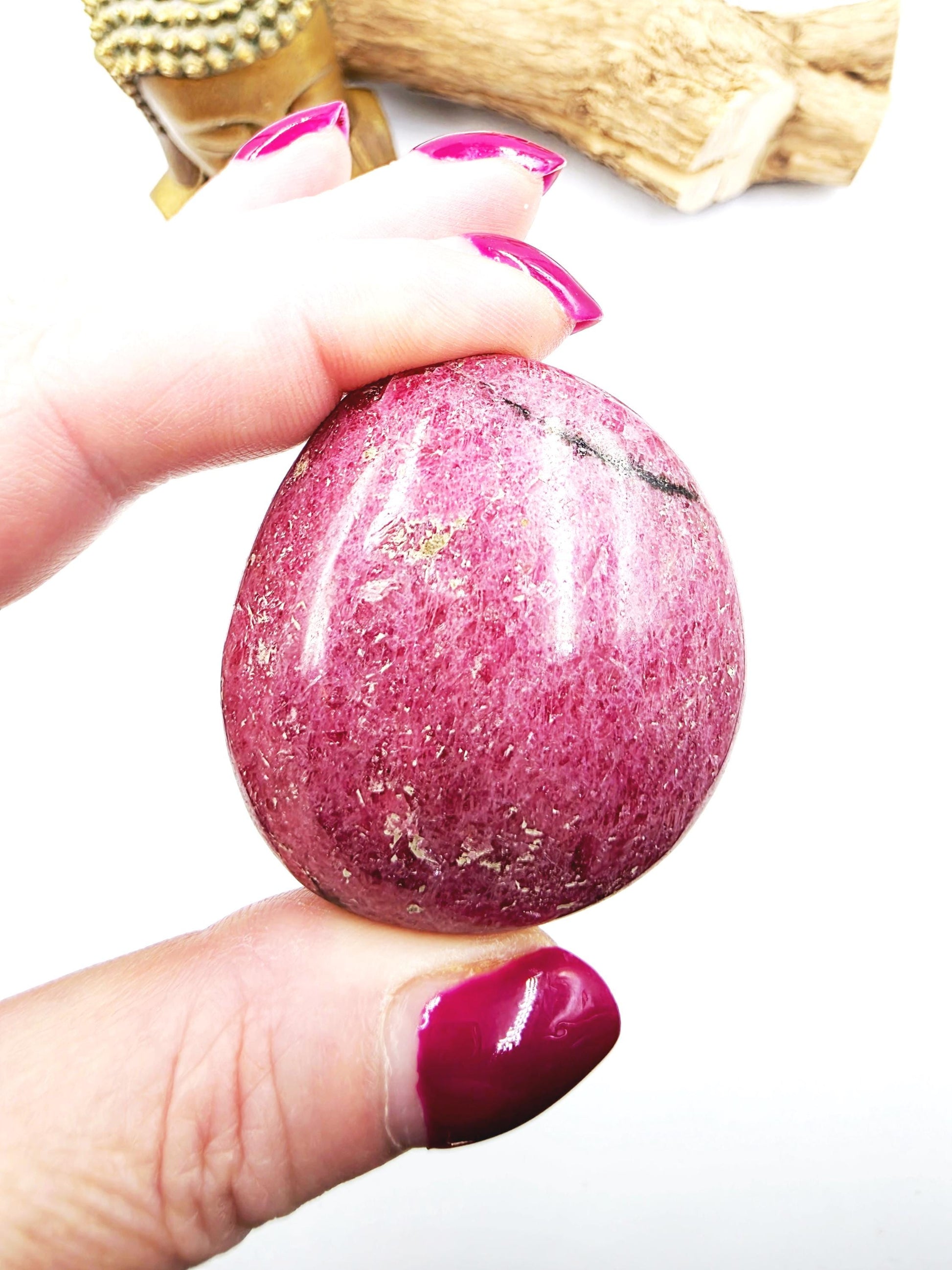 Rhodonite Palm Stone - Emotional Healing & Heart Chakra Crystal - 95g