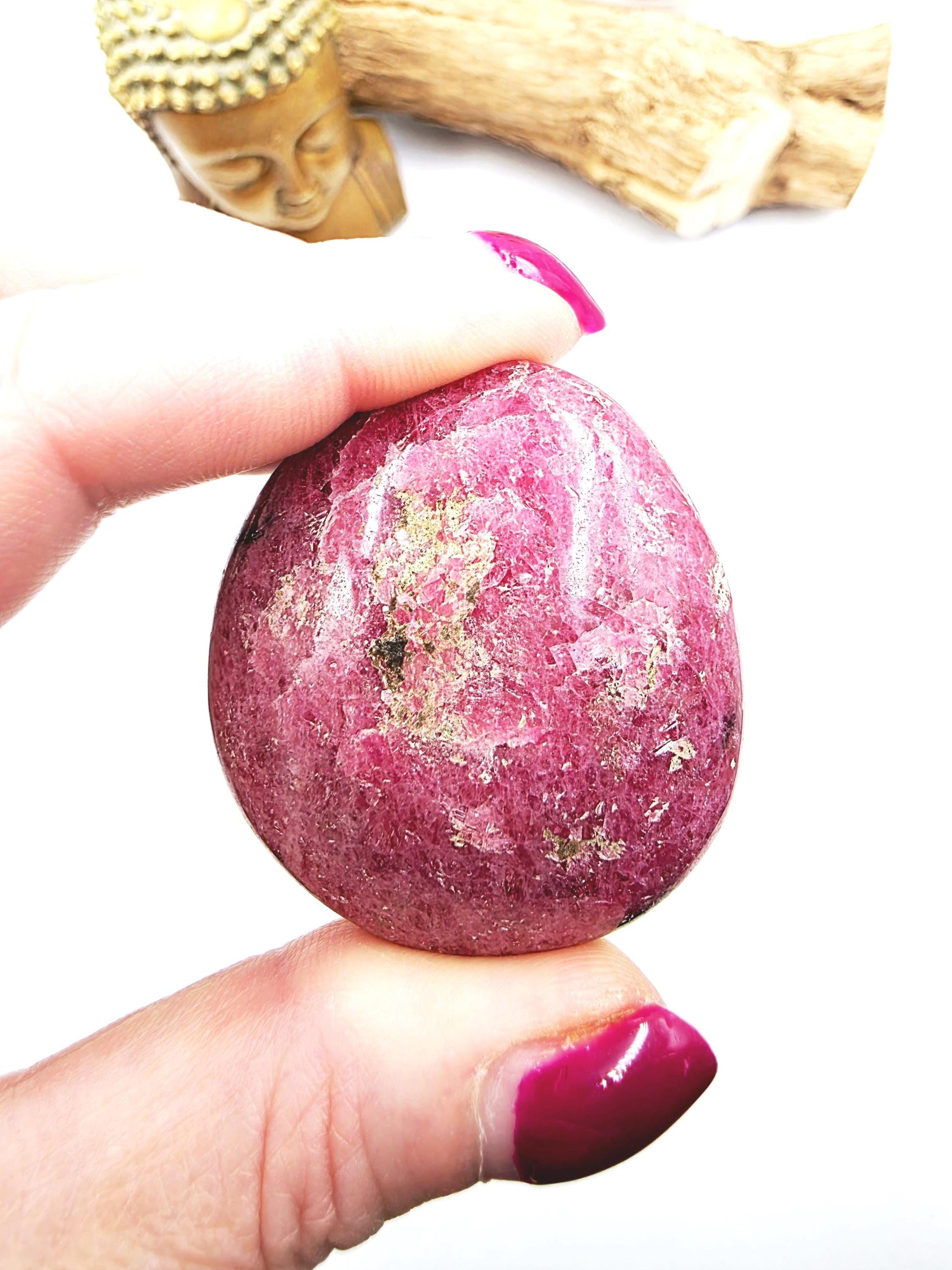 Rhodonite Palm Stone - Emotional Healing & Heart Chakra Crystal - 95g