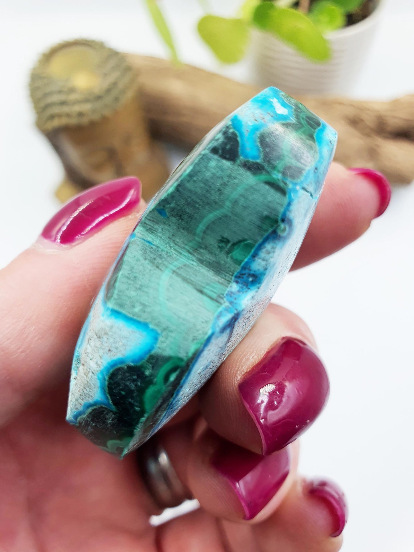 Chrysocolla & Malachite Crystal Heart – Healing, Transformation and Emotional Balance Crystal Heart Carving, 55g