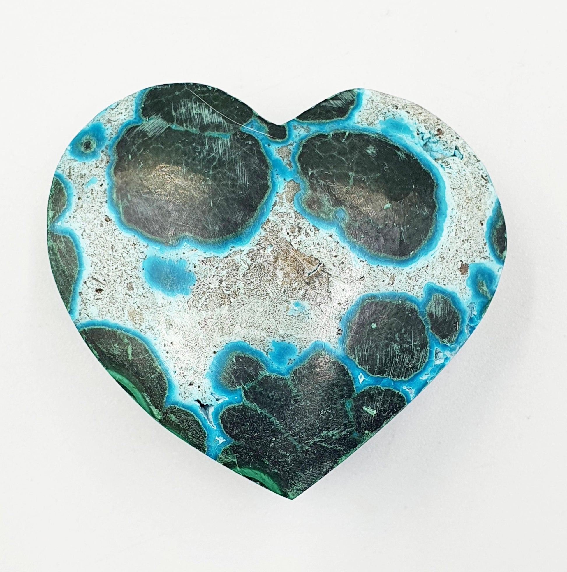 Chrysocolla & Malachite Crystal Heart – Healing, Transformation and Emotional Balance Crystal Heart Carving, 55g