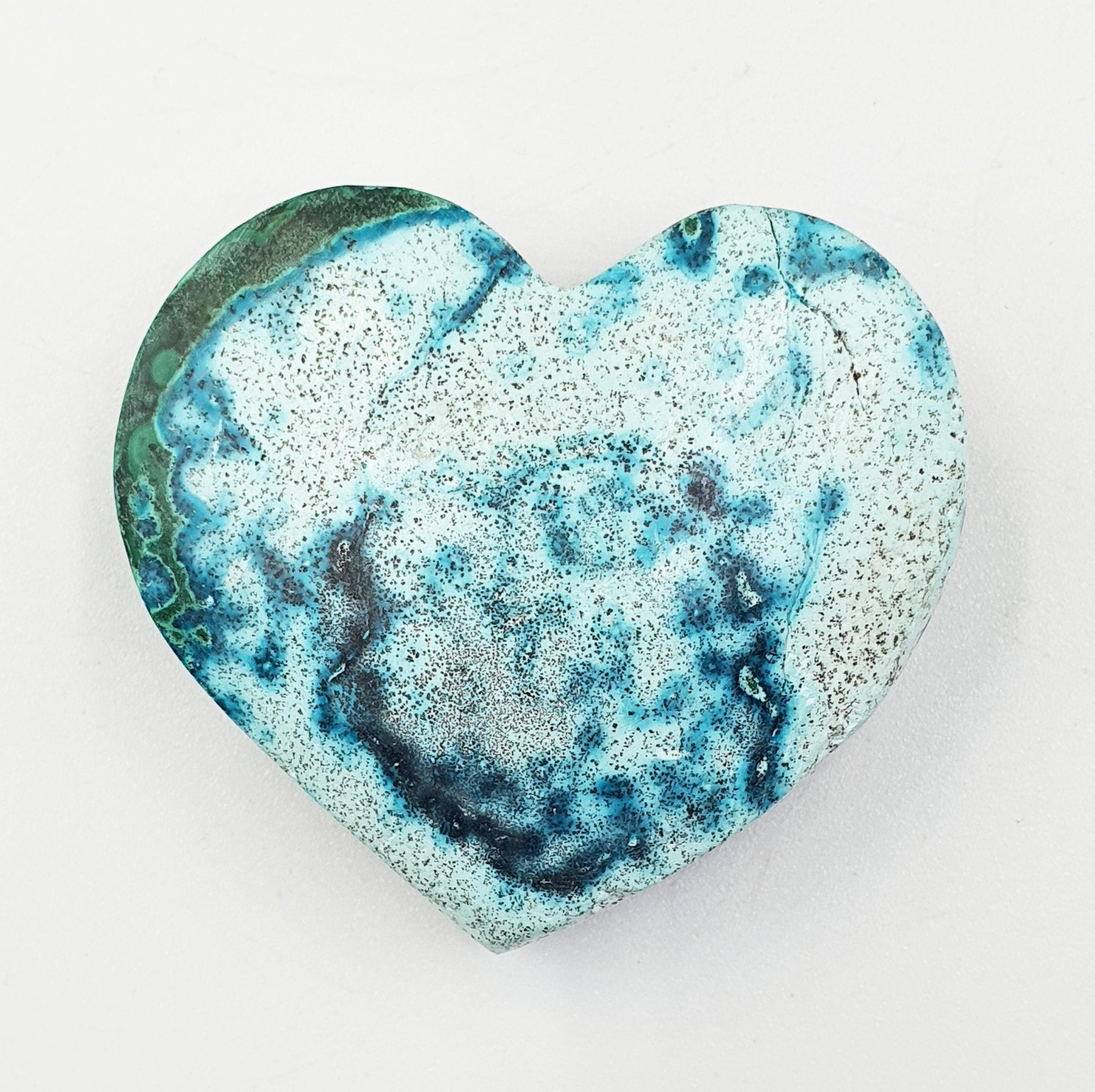 Chrysocolla & Malachite Crystal Heart – Healing, Transformation and Emotional Balance Crystal Heart Carving, 55g