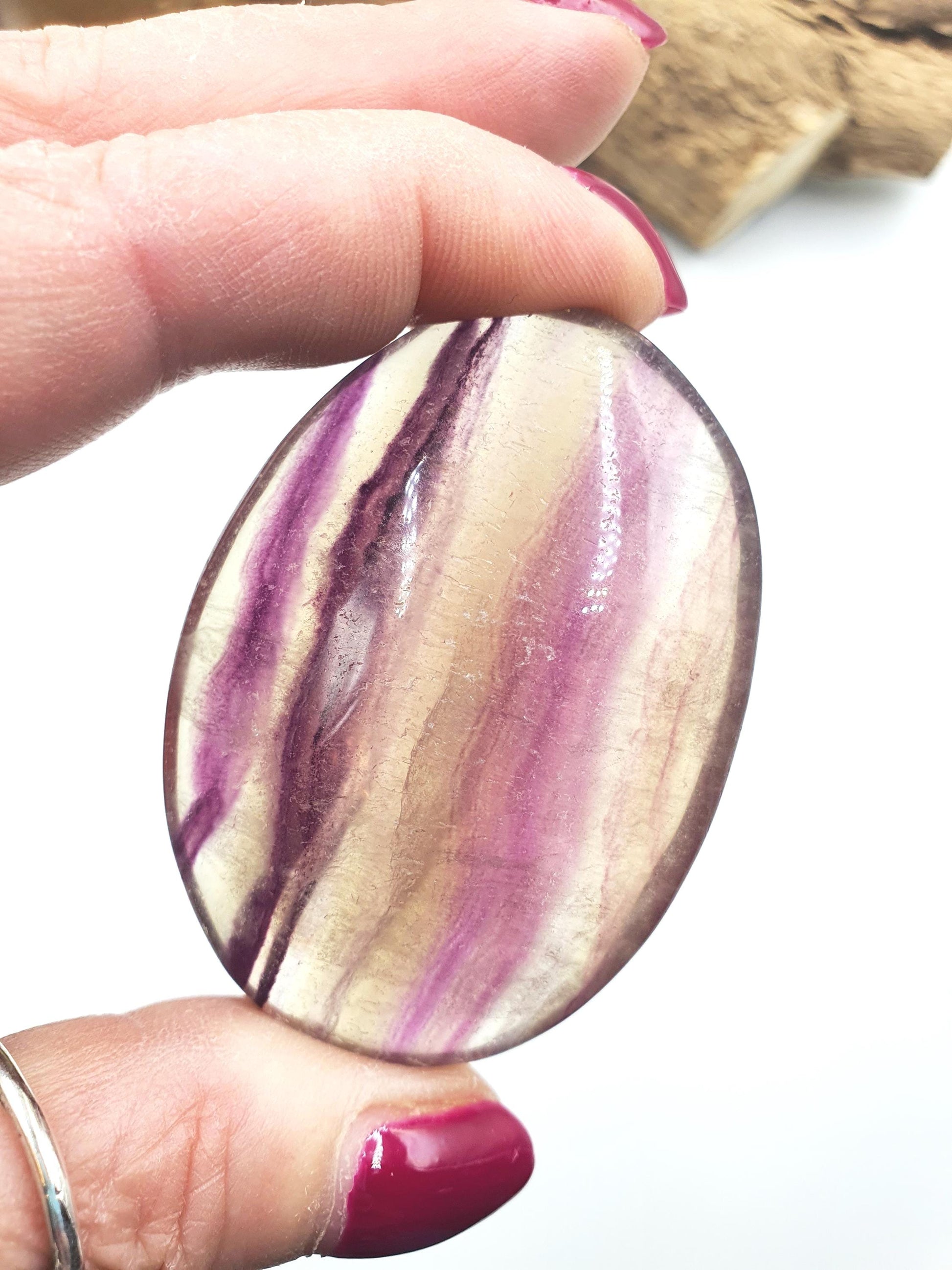 High Grade Rainbow Fluorite Palm Stone - Focus and Clarity Healing Crystal - 90g