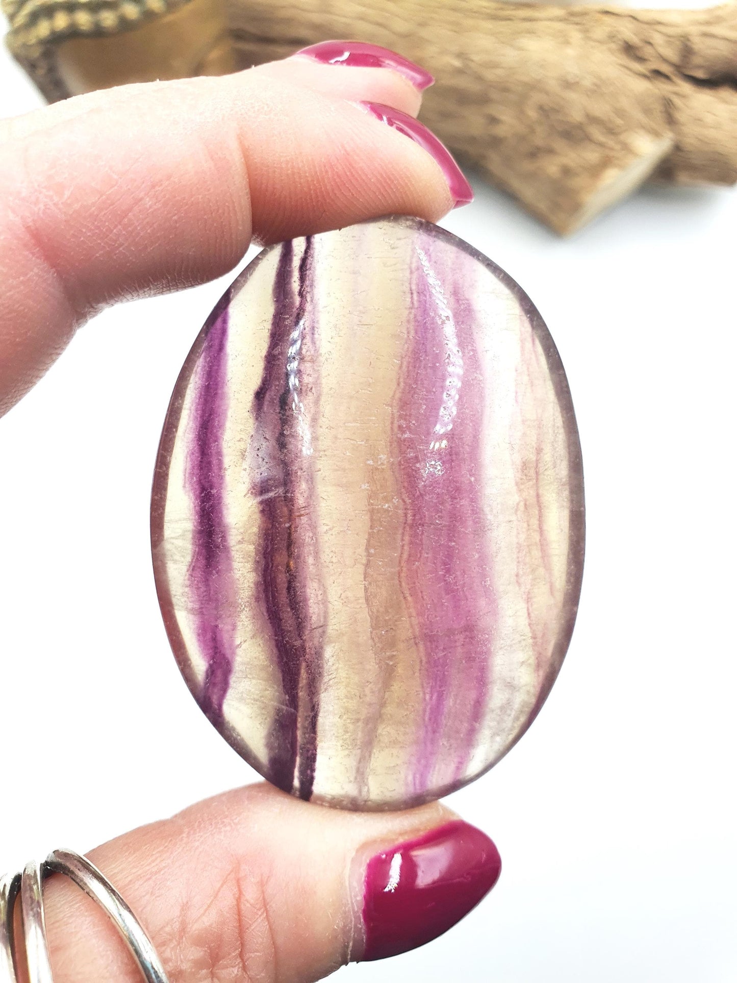 High Grade Rainbow Fluorite Palm Stone - Focus and Clarity Healing Crystal - 90g