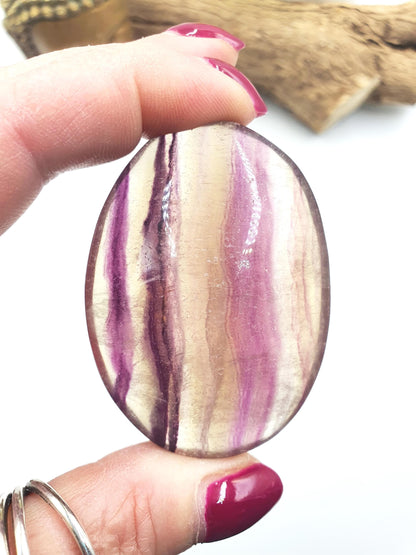 High Grade Rainbow Fluorite Palm Stone - Focus and Clarity Healing Crystal - 90g