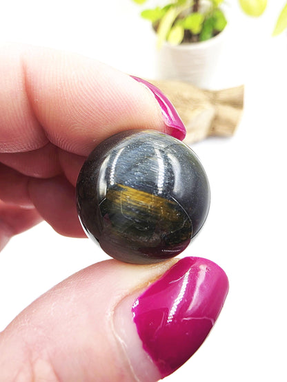 Blue Tiger’s Eye Mini Crystal Sphere – Intuition, Protection & Calm Focus Gemstone, 20mm