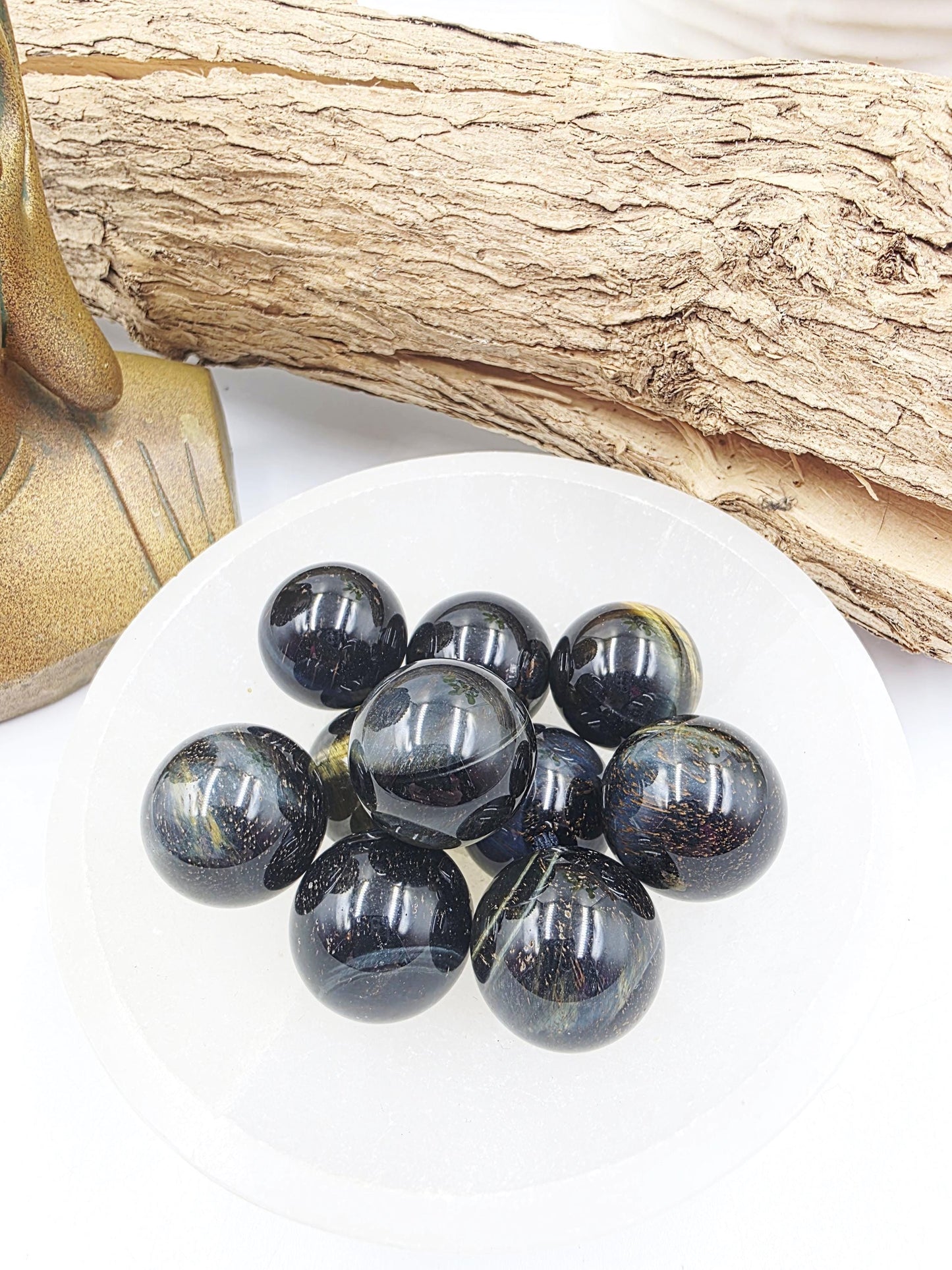 Blue Tiger’s Eye Mini Crystal Sphere – Intuition, Protection & Calm Focus Gemstone, 20mm