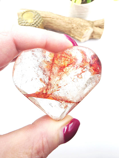 Madagascan Fire Quartz (Hematoid) Crystal Heart - Grounding, Vitality & Balance Healing Crystal Carving, 95g