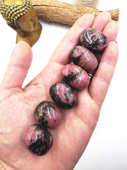 Rhodonite Tumble Stone – Emotional Healing, Self-Love & Balance Crystal