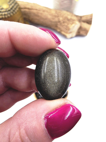 Gold Sheen Obsidian Tumble Stone – Protection, Confidence & Transformation Crystal
