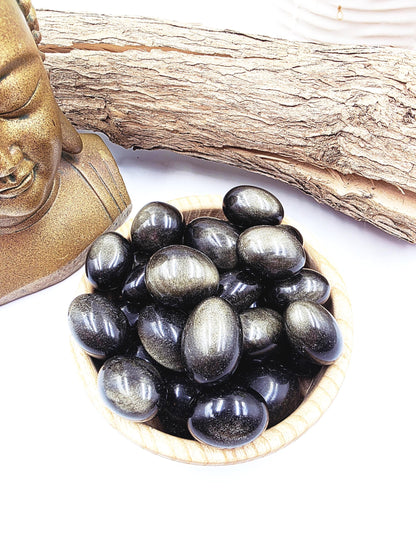Gold Sheen Obsidian Tumble Stone – Protection, Confidence & Transformation Crystal