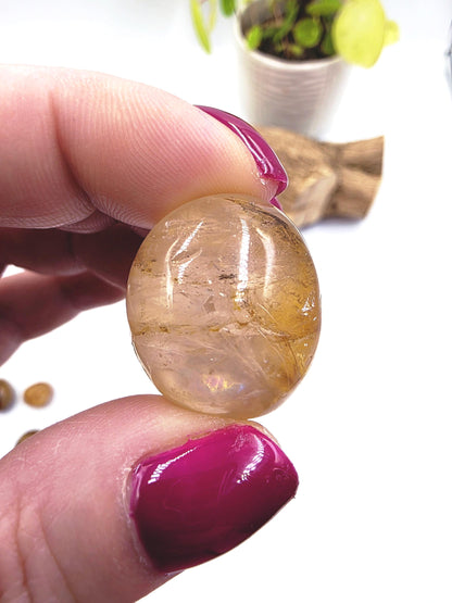Golden Healer Quartz Tumble Stone – Energy Healing, Positivity & Spiritual Renewal Crystal, approx 2cm