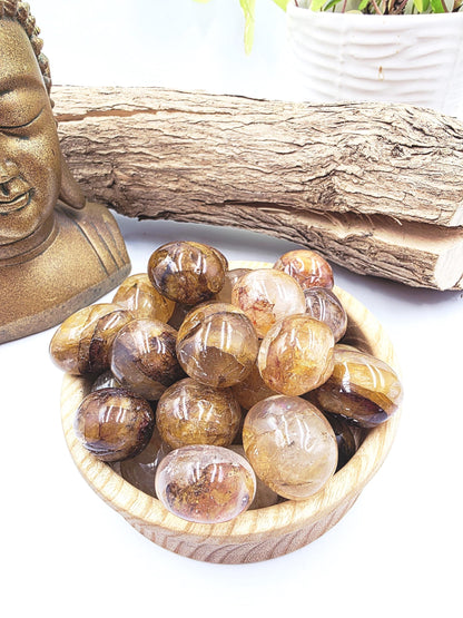 Golden Healer Quartz Tumble Stone – Energy Healing, Positivity & Spiritual Renewal Crystal, approx 2cm