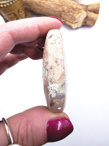 Green Flower Agate (Sakura) Palm Stone - Growth, Creativity & Emotional Healing Crystal, 65g