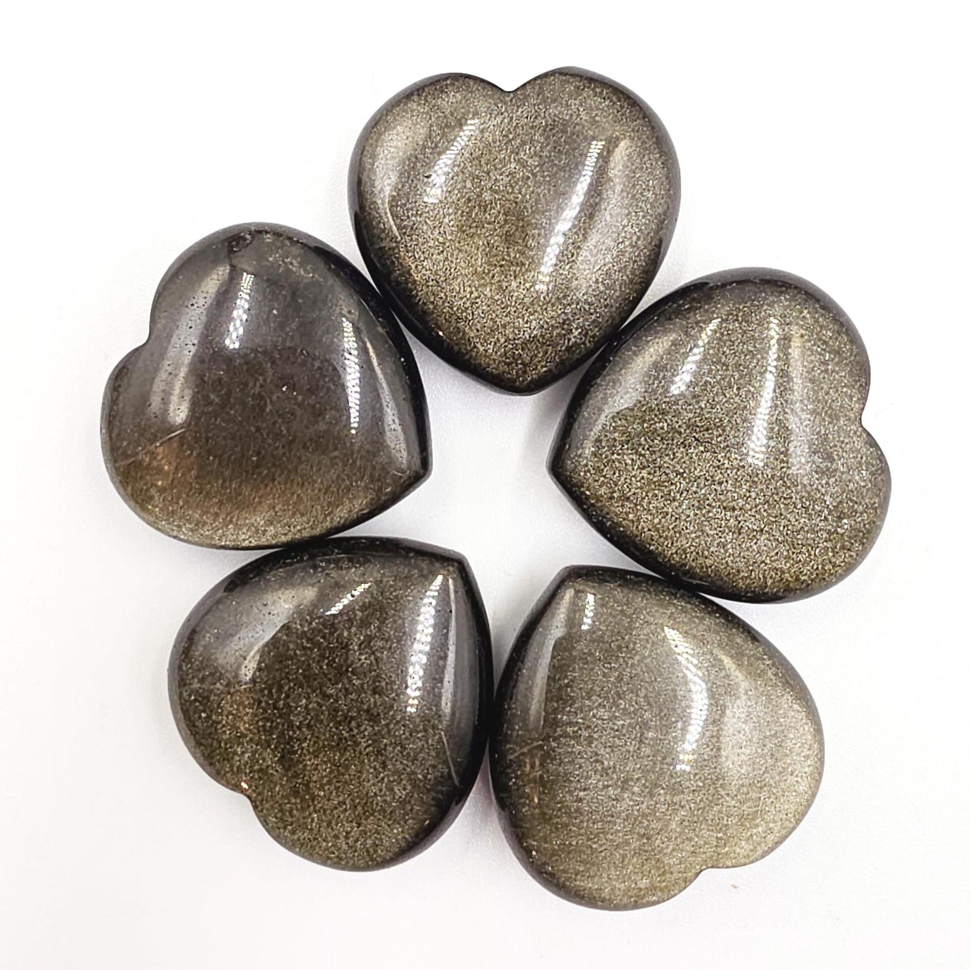 Mini Gold Sheen Obsidian Crystal Heart – Protection, Confidence & Grounding Gemstone, 23mm