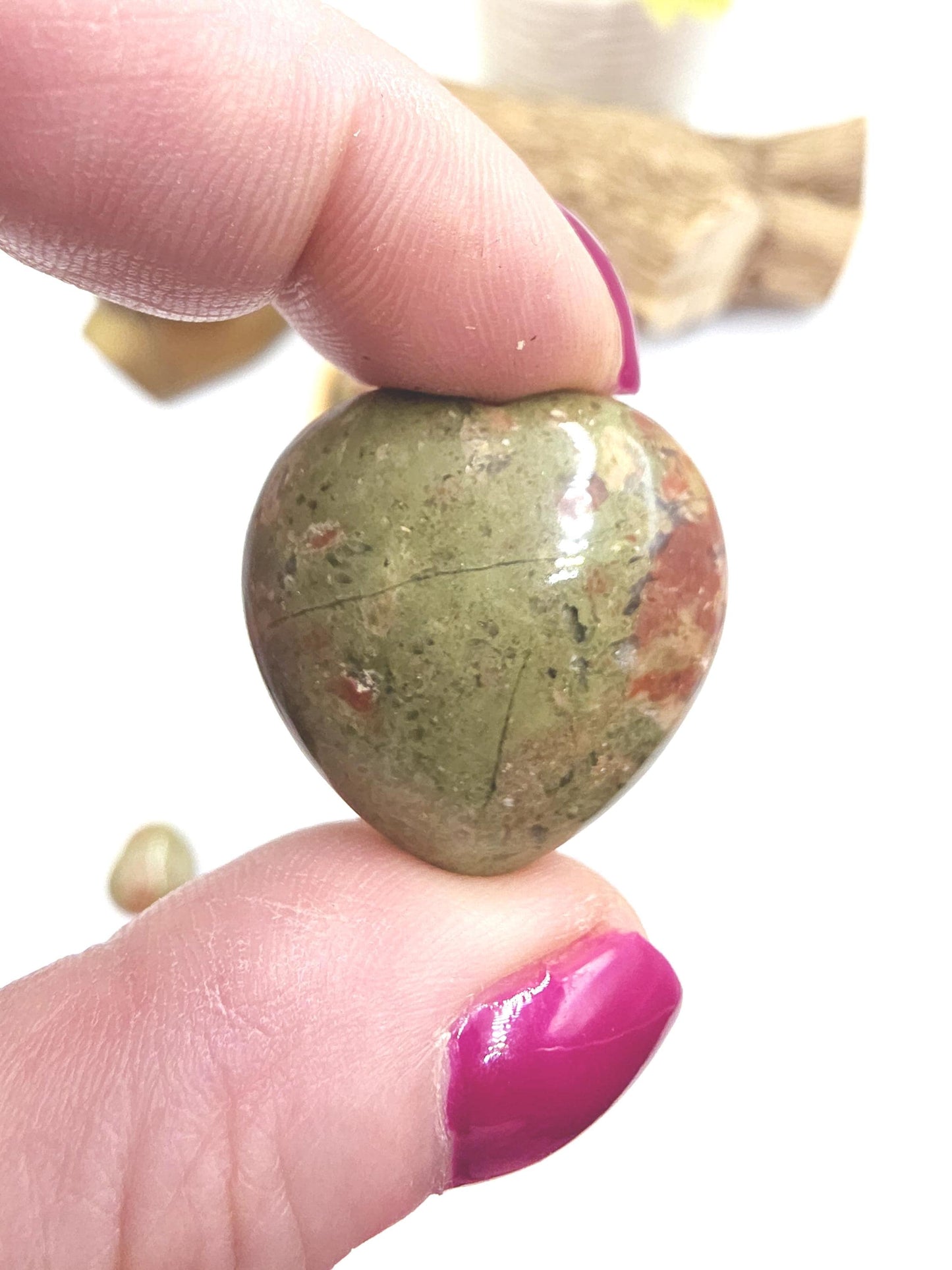 Unakite Crystal Puff Heart – Emotional Healing, Balance & Heart Chakra Stone