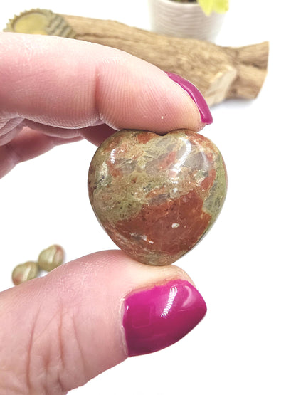 Unakite Crystal Puff Heart – Emotional Healing, Balance & Heart Chakra Stone